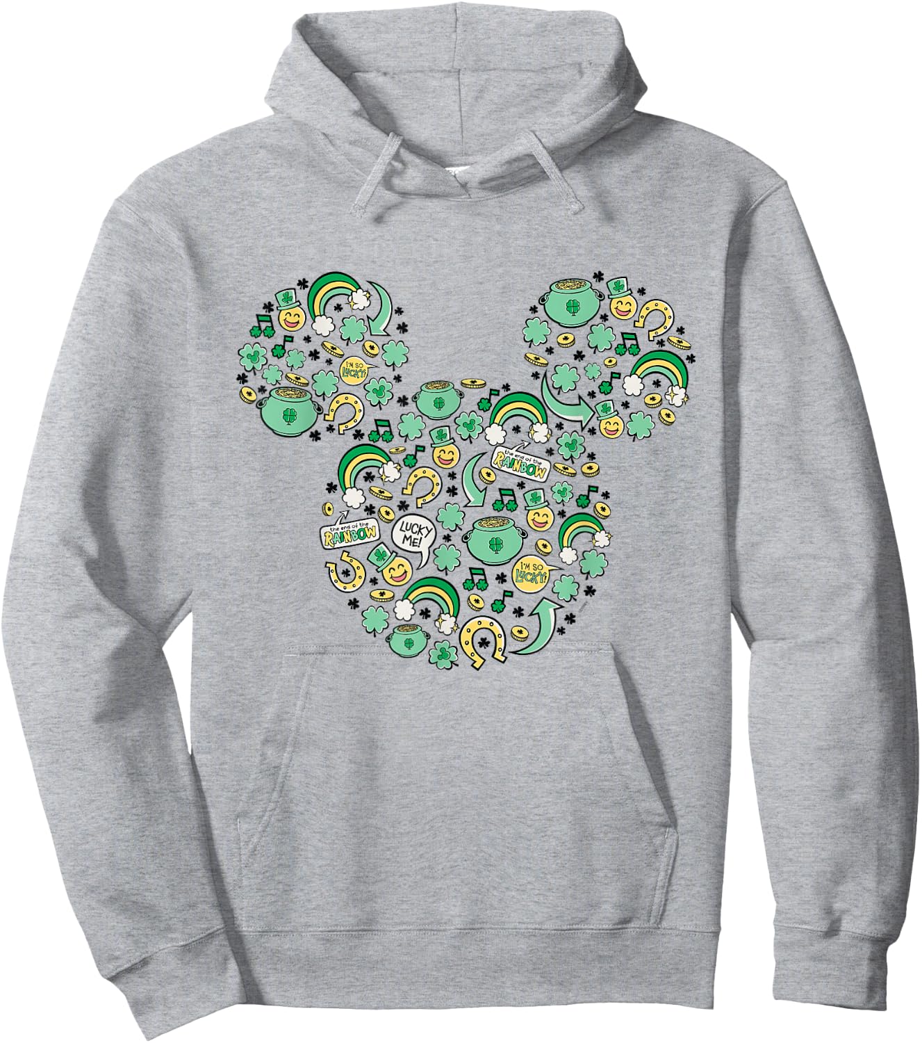 Disney Mickey Mouse St. Patrick's Day Lucky Icons Face Shape Hoodie - Hoodie | Ash