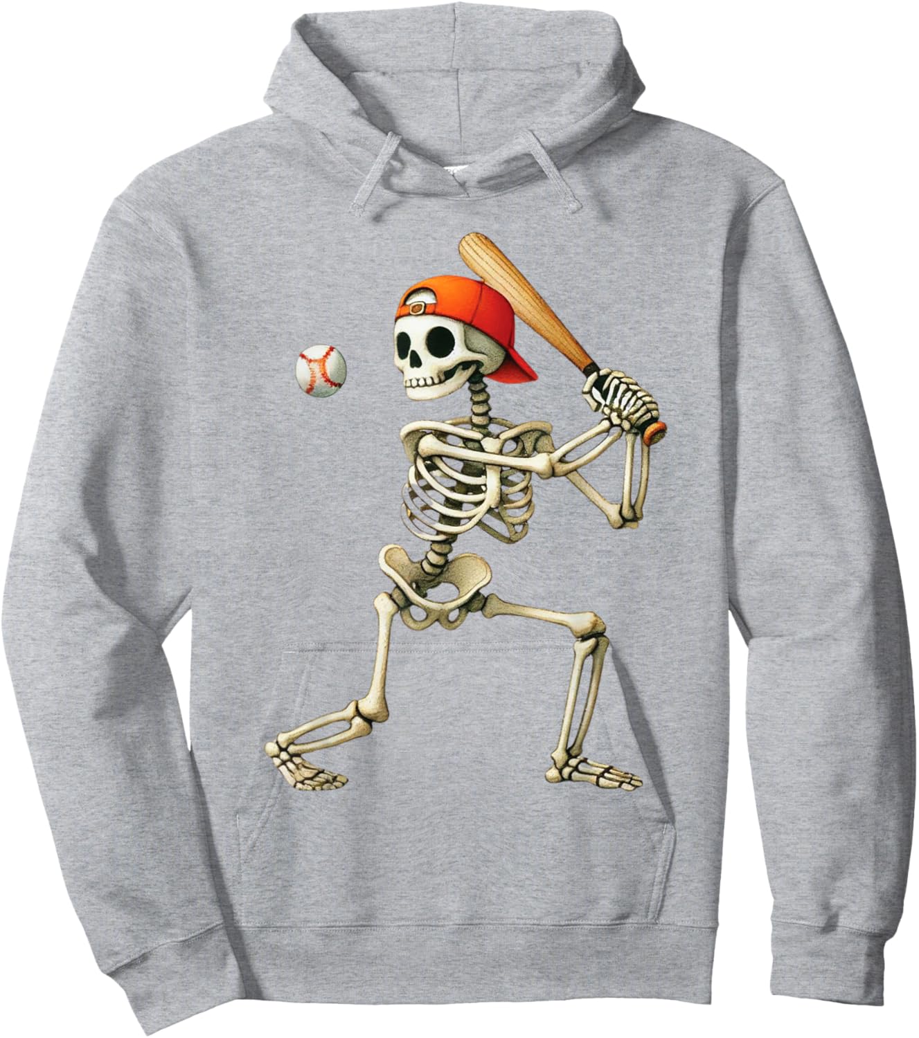 Skeleton Baseball Halloween Costume Funny Men Boys Kids Hoodie - Hoodie | Ash