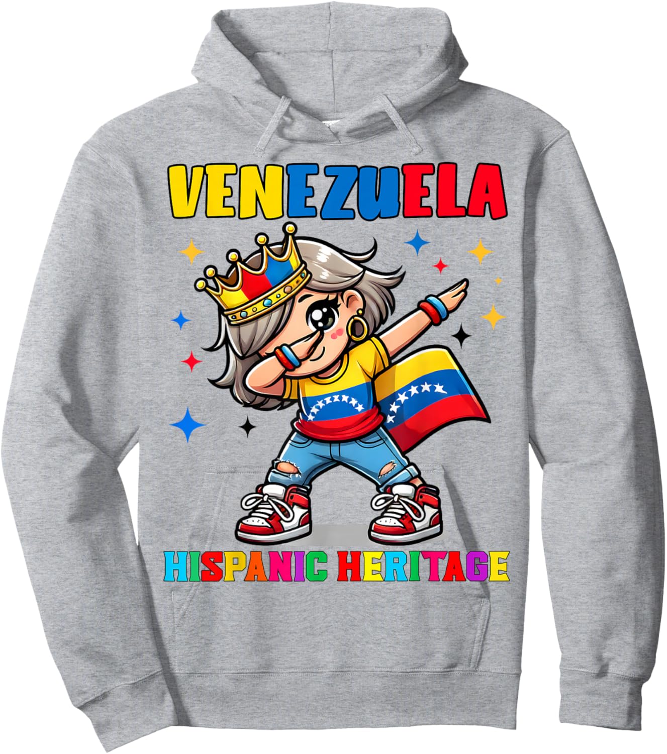 Venezuela Dabbing Girl Hispanic Heritage Celebration for Kid Hoodie - Hoodie | Ash