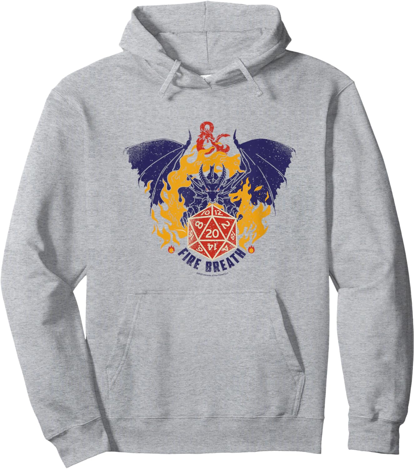 Dungeons & Dragons Fire Breath Dragon Flames Dice Logo Hoodie - Hoodie | Ash