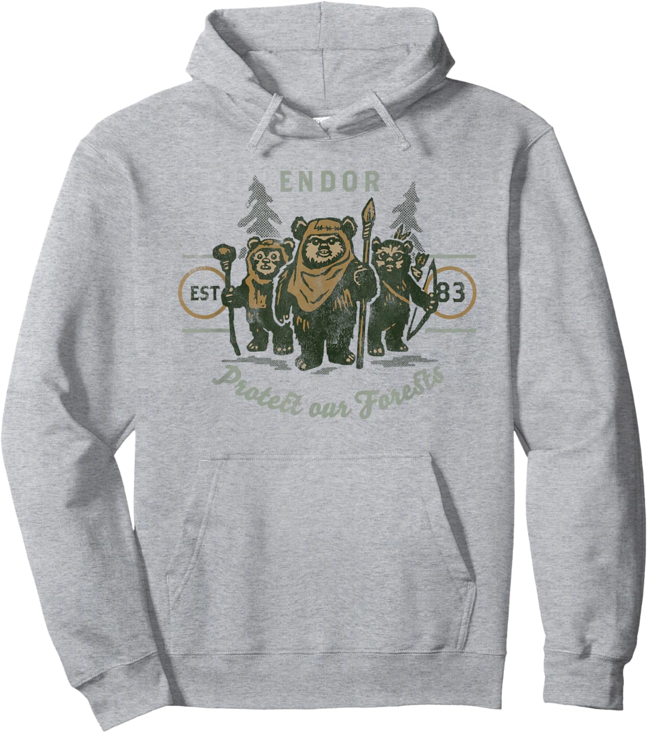 Star Wars Ewok Endor Protect Our Forests Hoodie - Hoodie | Ash
