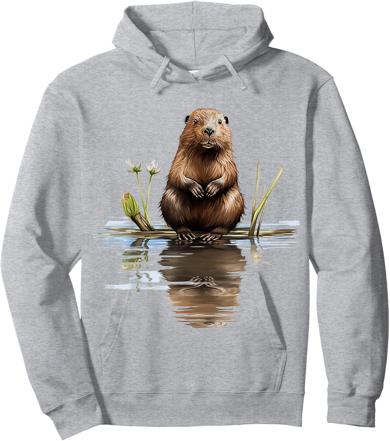 Beaver Lover Animal Art Illustration Graphic Beaver Hoodie - Hoodie | Ash
