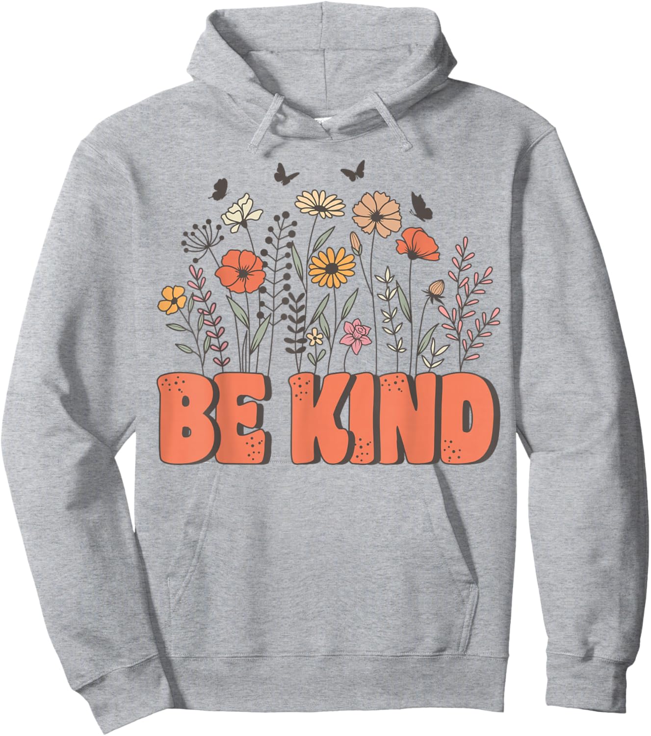 Groovy Be Kind Retro Cute Wildflowers Positivity Kindness Hoodie - Hoodie | Ash