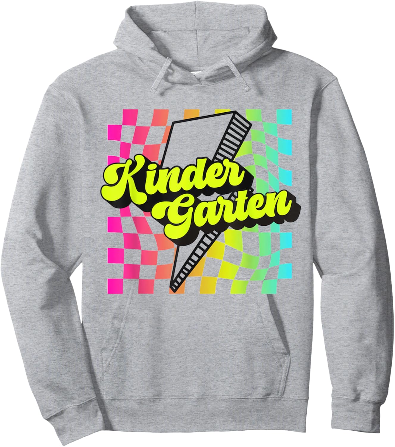Retro Kindergarten Lightning Bolt Elementary Back To School Hoodie - Hoodie | Ash