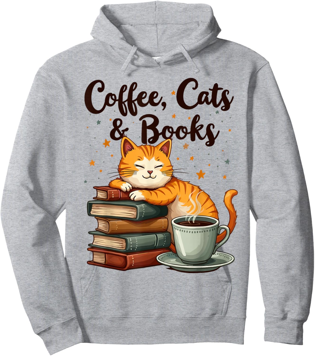 Coffee Cats And Books Lover, & Girls, Funny Coffee Hoodie - Hoodie | Ash