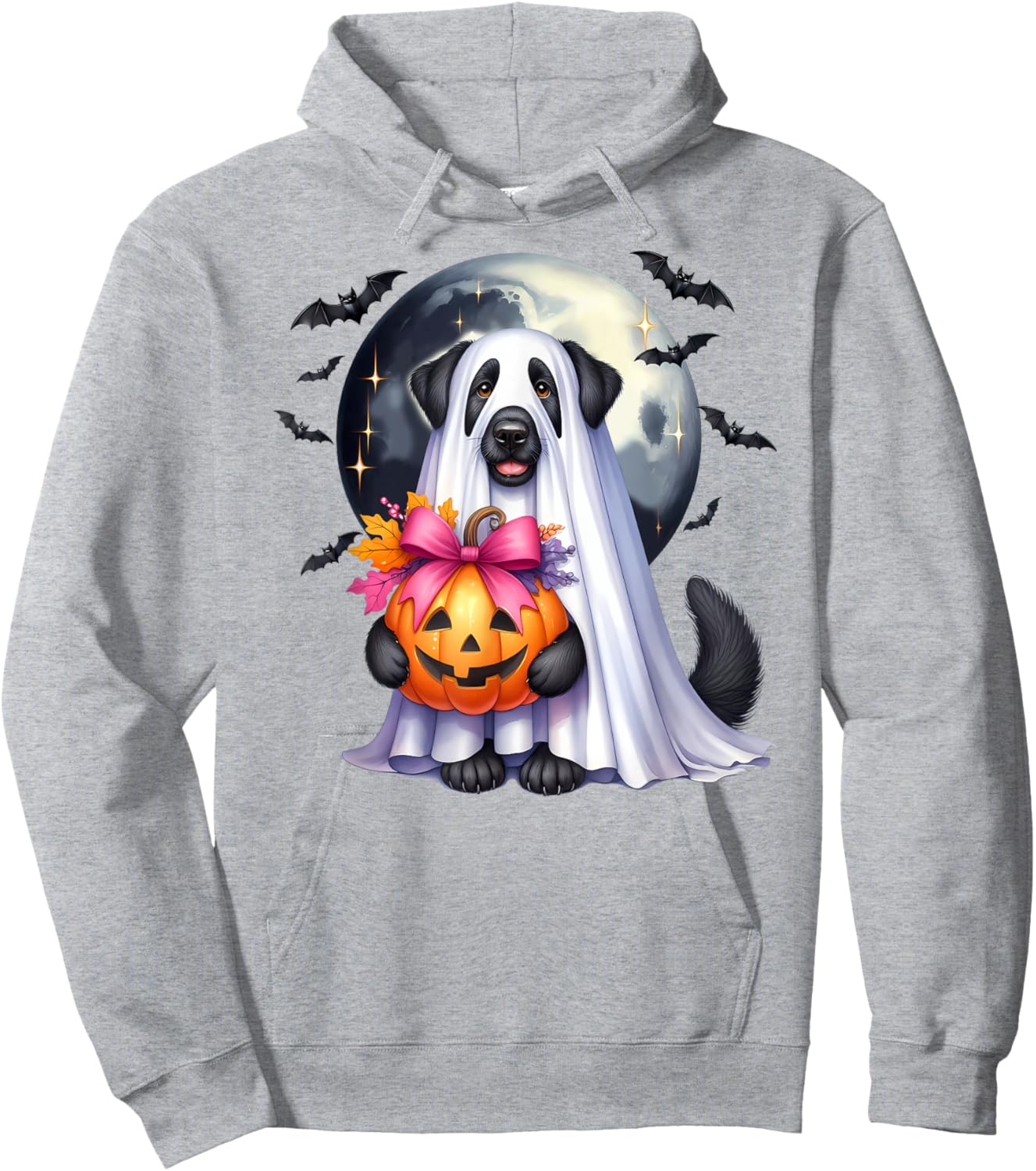 Cute Dog Ghost , Black Lab Ghost, Fall Black Labrador Women Kids Hoodie - Hoodie | Ash