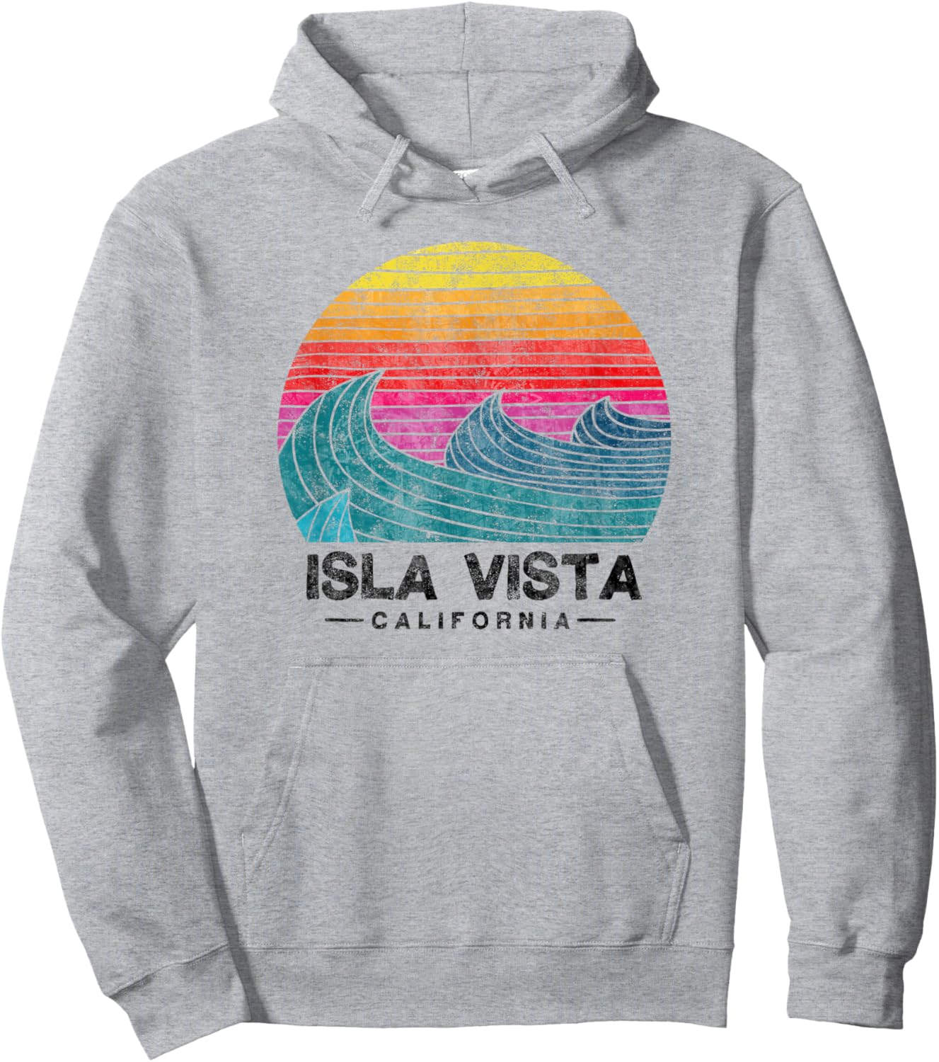 Isla Vista Surfing Waves Beach Retro California Sunset Surf Hoodie - Hoodie | Ash