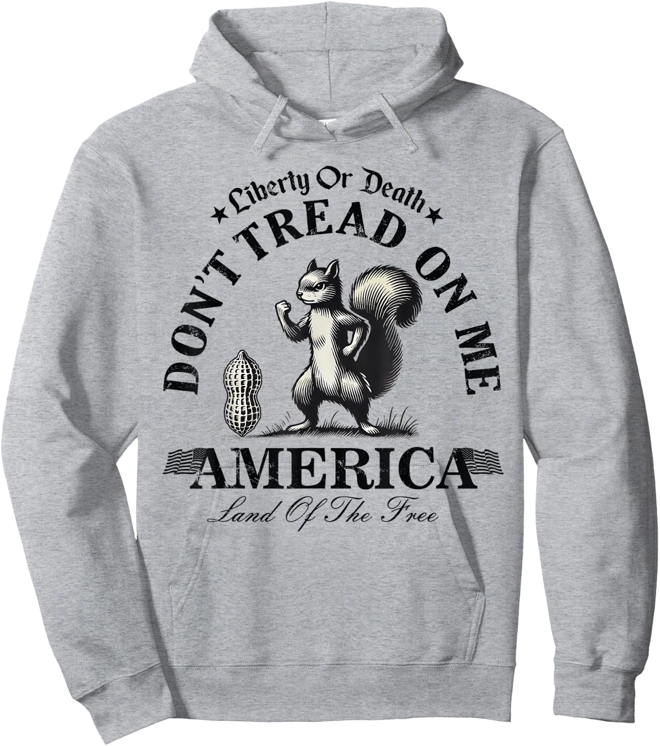 Don't Tread on Me Squirrel Liberty - Justice for Peanut -Adult Blue Small Classic Modern Short Sleeve Hoodie - Hoodie | Ash