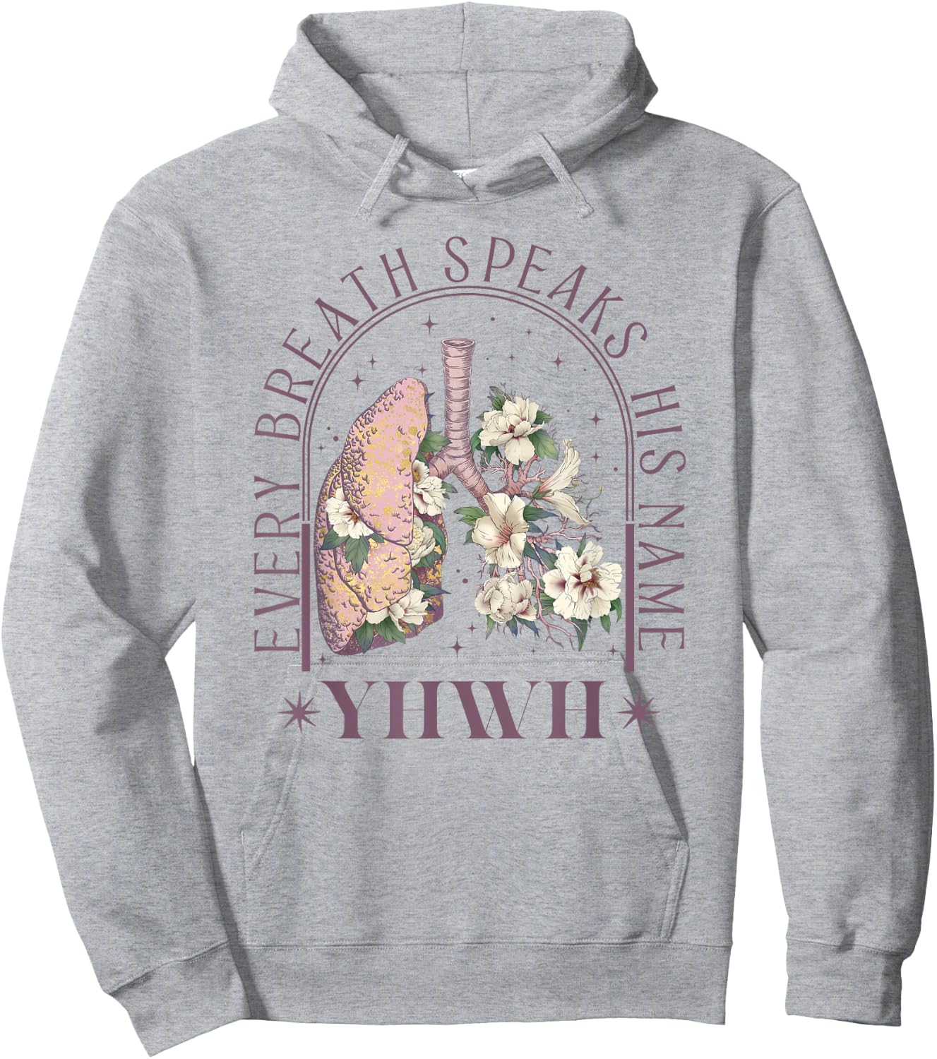 YHWH Every Breath Speaks His Name Floral Lungs Christian Hoodie - Hoodie | Ash