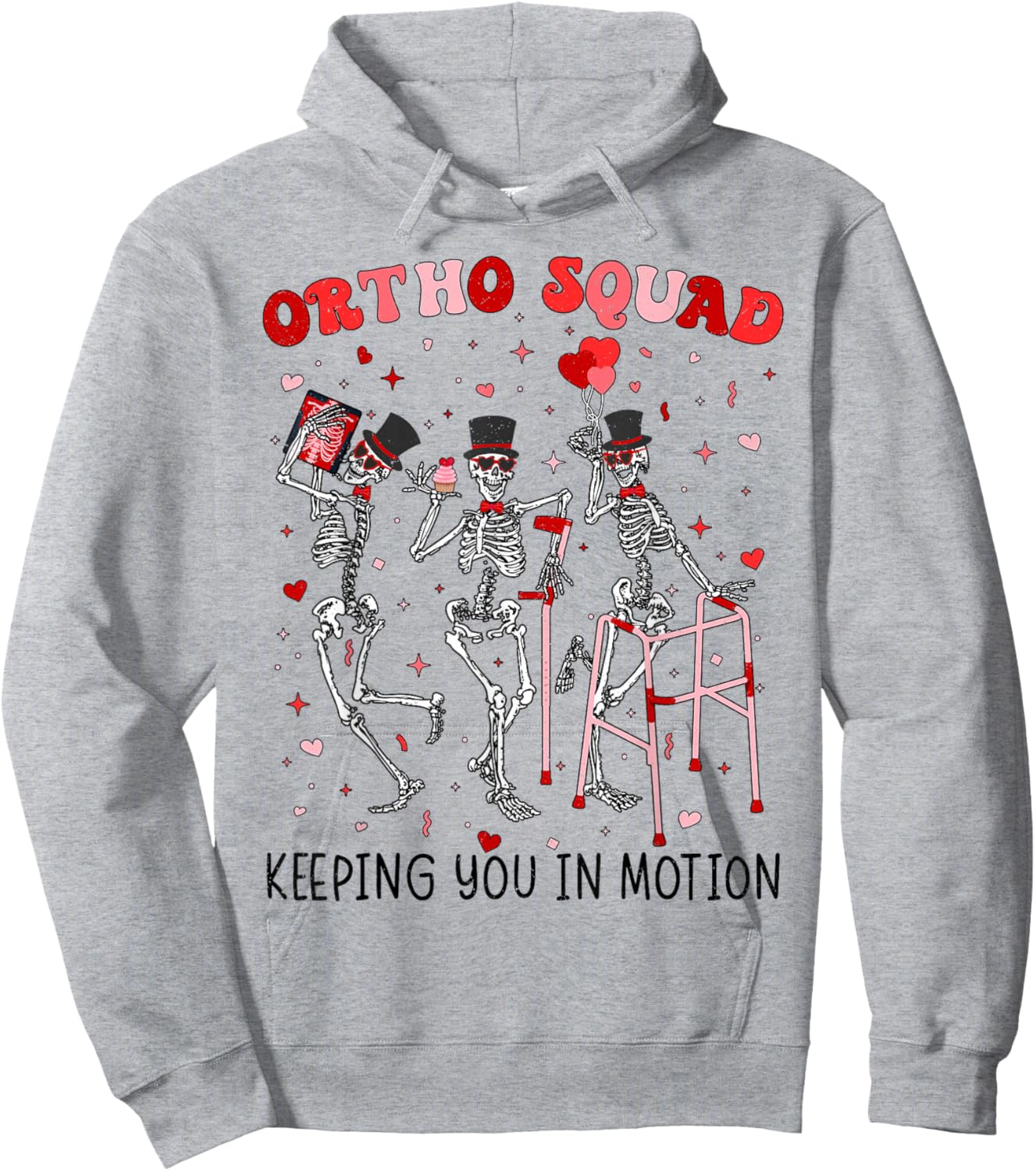 Ortho Squad Dancing Skeletons Valentines Orthopedic Hoodie - Hoodie | Ash