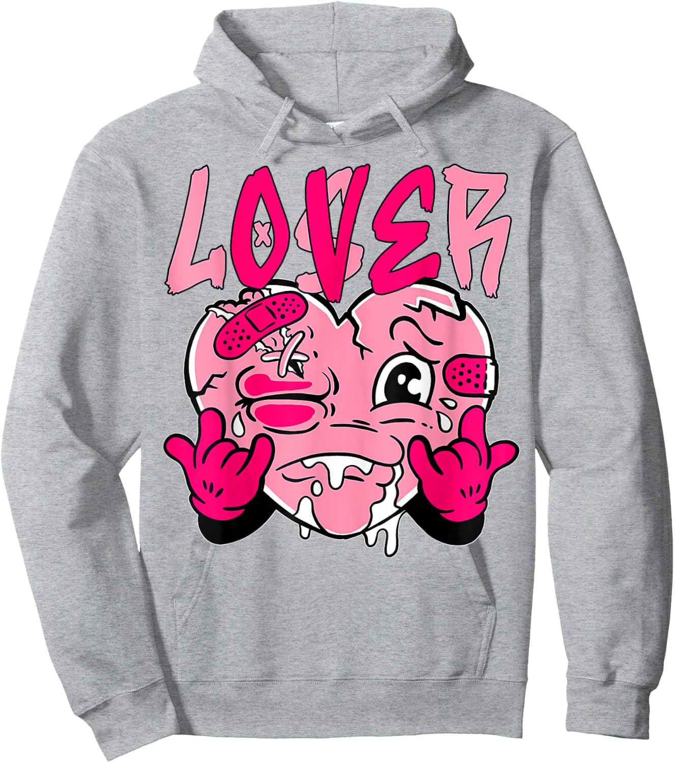 Pink Loser Lover Pink Drip Heart Matching Women Hoodie - Hoodie | Ash