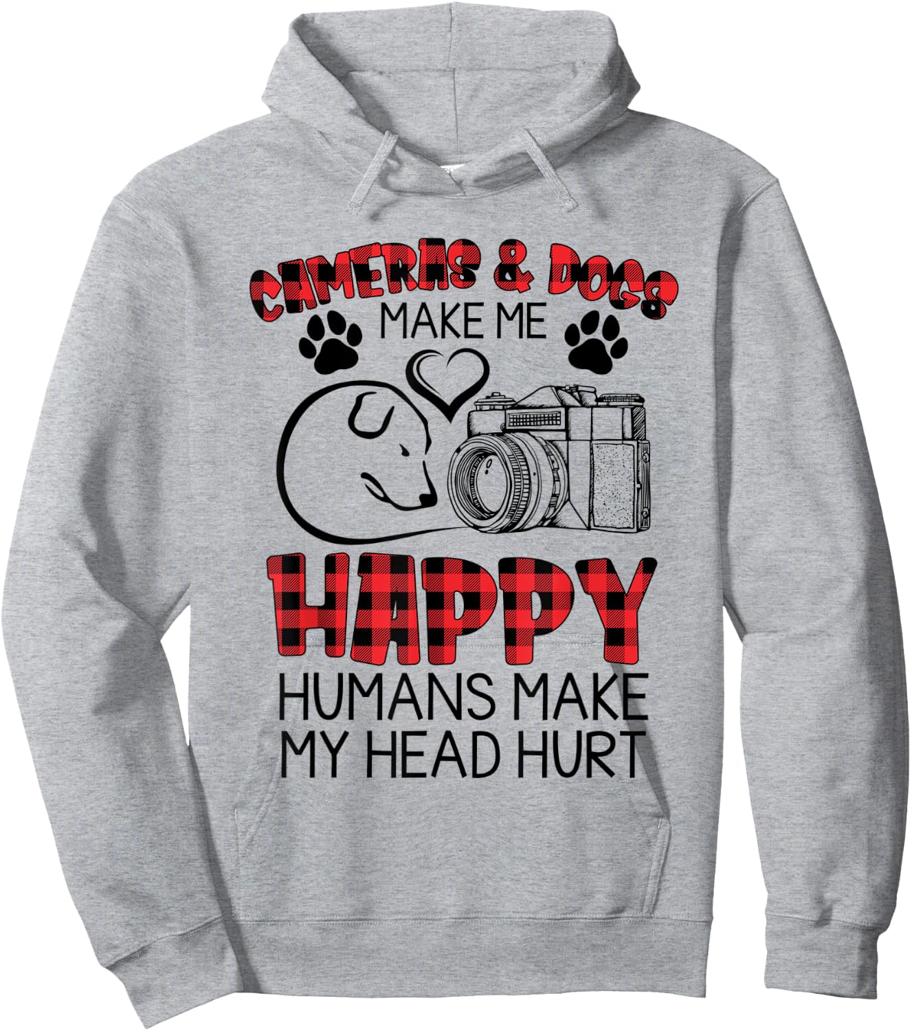 Cameras And Dogs Make Me Happy Funny Photographers Shirt Hoodie - Hoodie | Ash