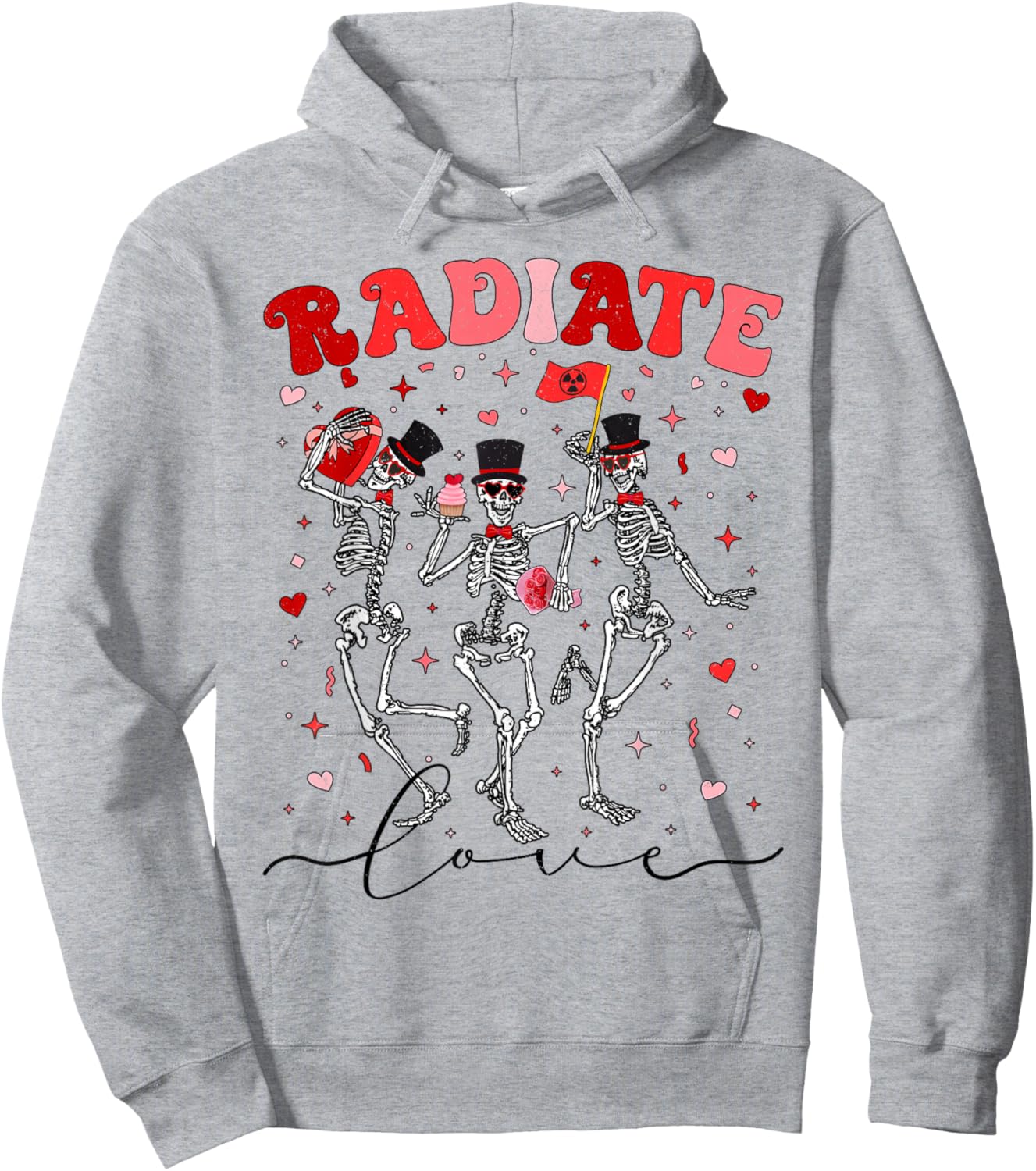 Radiate Love Radiation Therapist Valentines X-Ray Radiology Hoodie - Hoodie | Ash