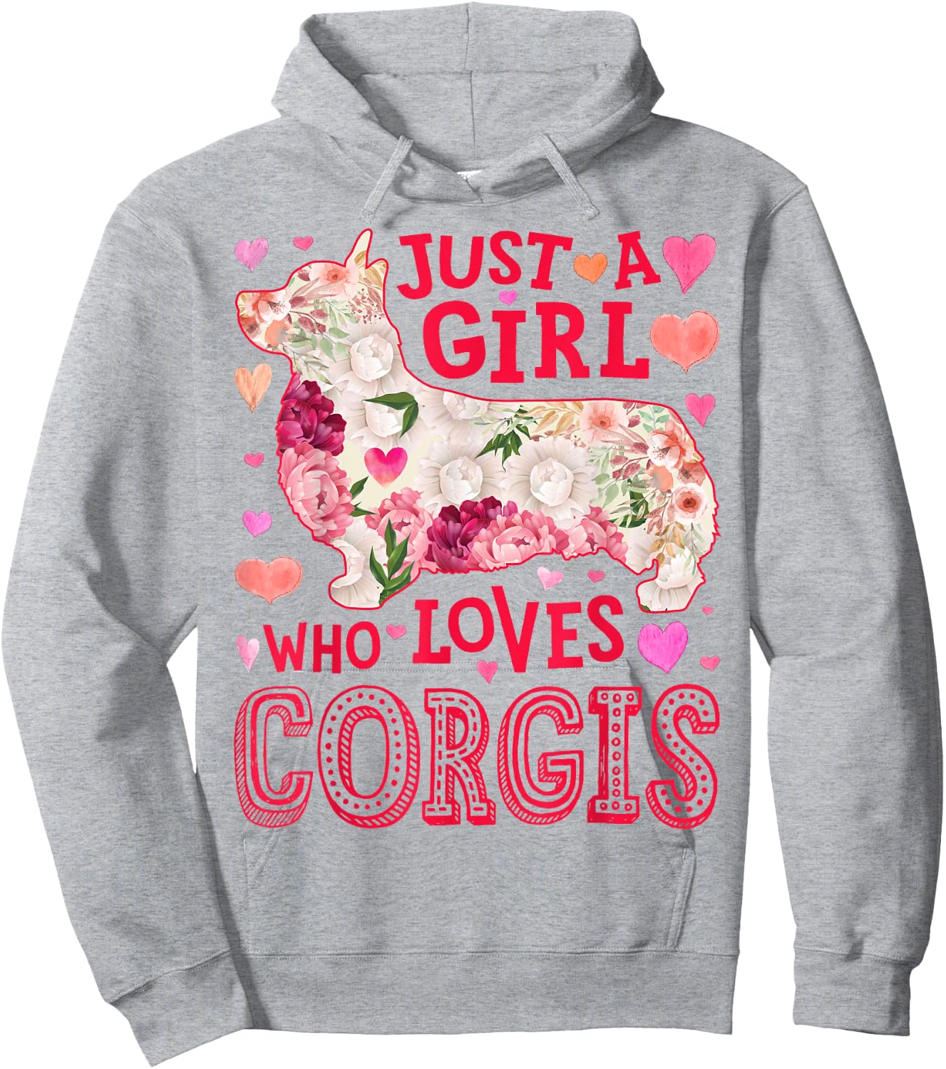 Corgi Just A Girl Who Loves Corgis Dog Flower Women Floral Hoodie - Hoodie | Ash