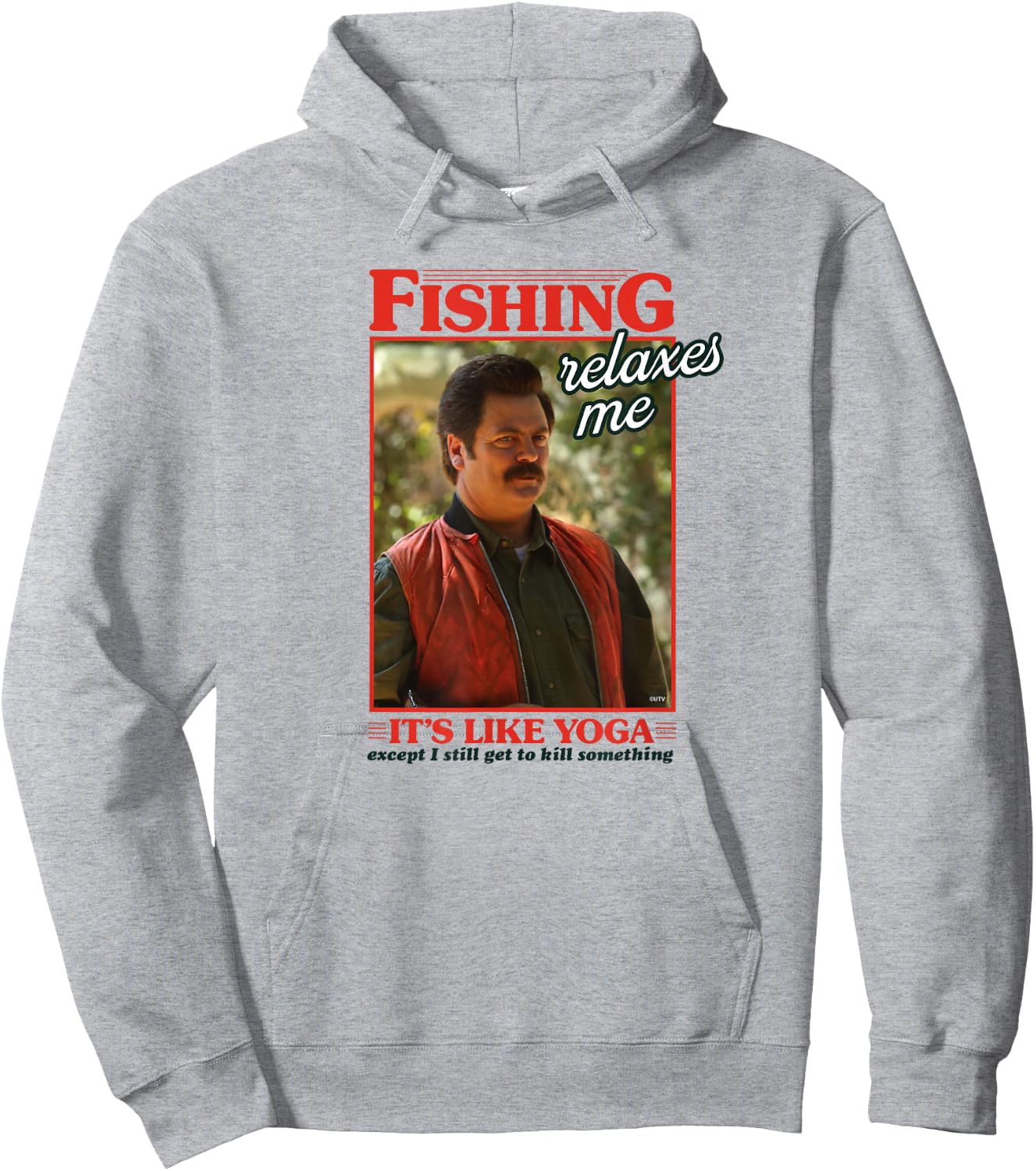 Parks and Recreation Ron Swanson Fishing Relaxes Hoodie - Hoodie | Ash