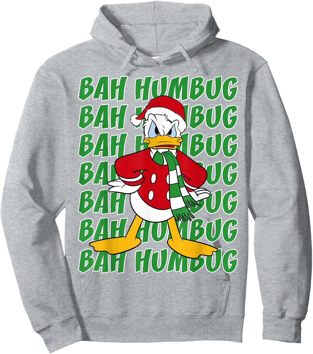 Disney Donald Duck Bah Humbug Christmas Text Stack Hoodie - Hoodie | Ash