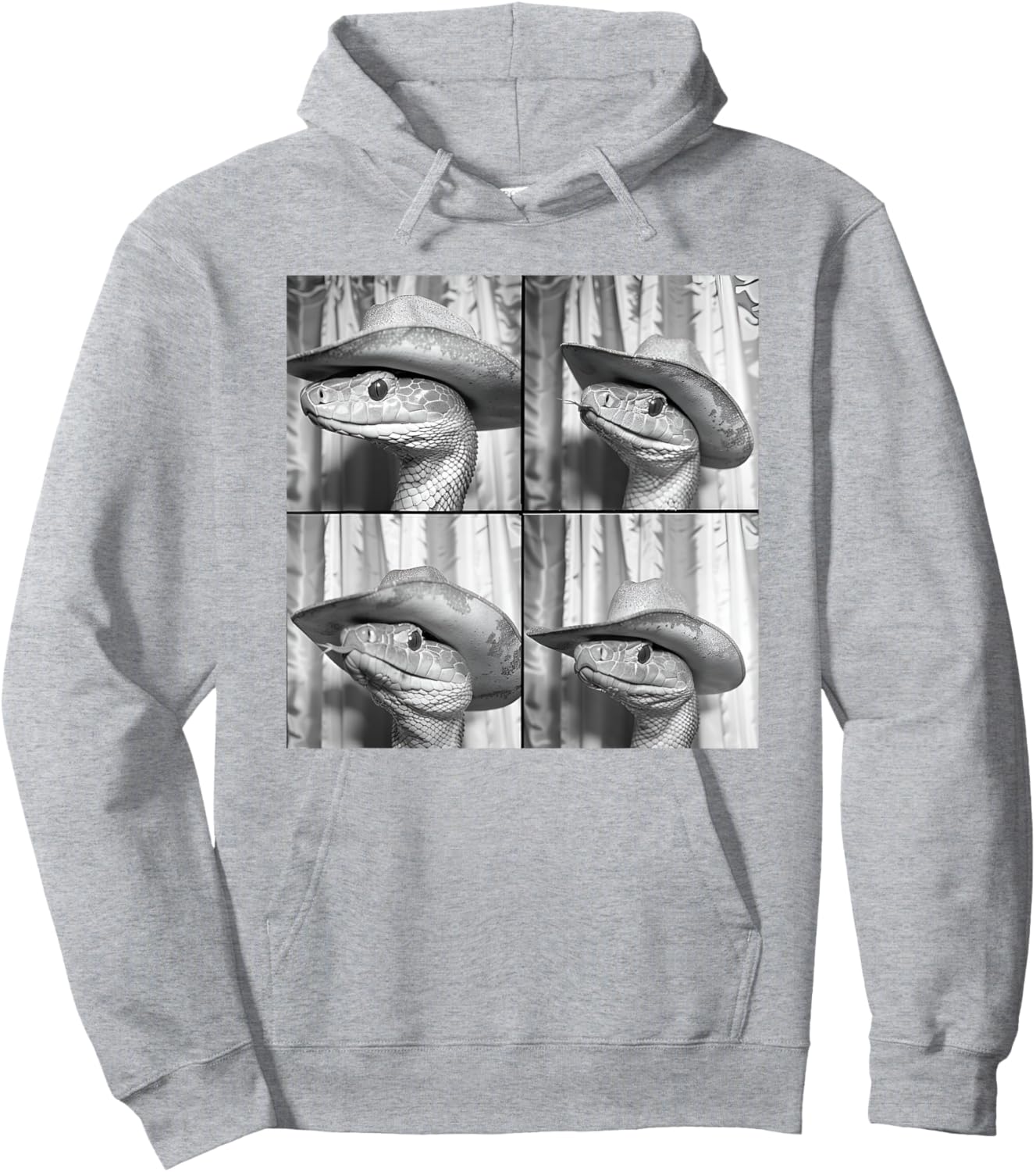 Snake In Cowboy Hat Funny Animal Photobooth Snake Face Hoodie - Hoodie | Ash