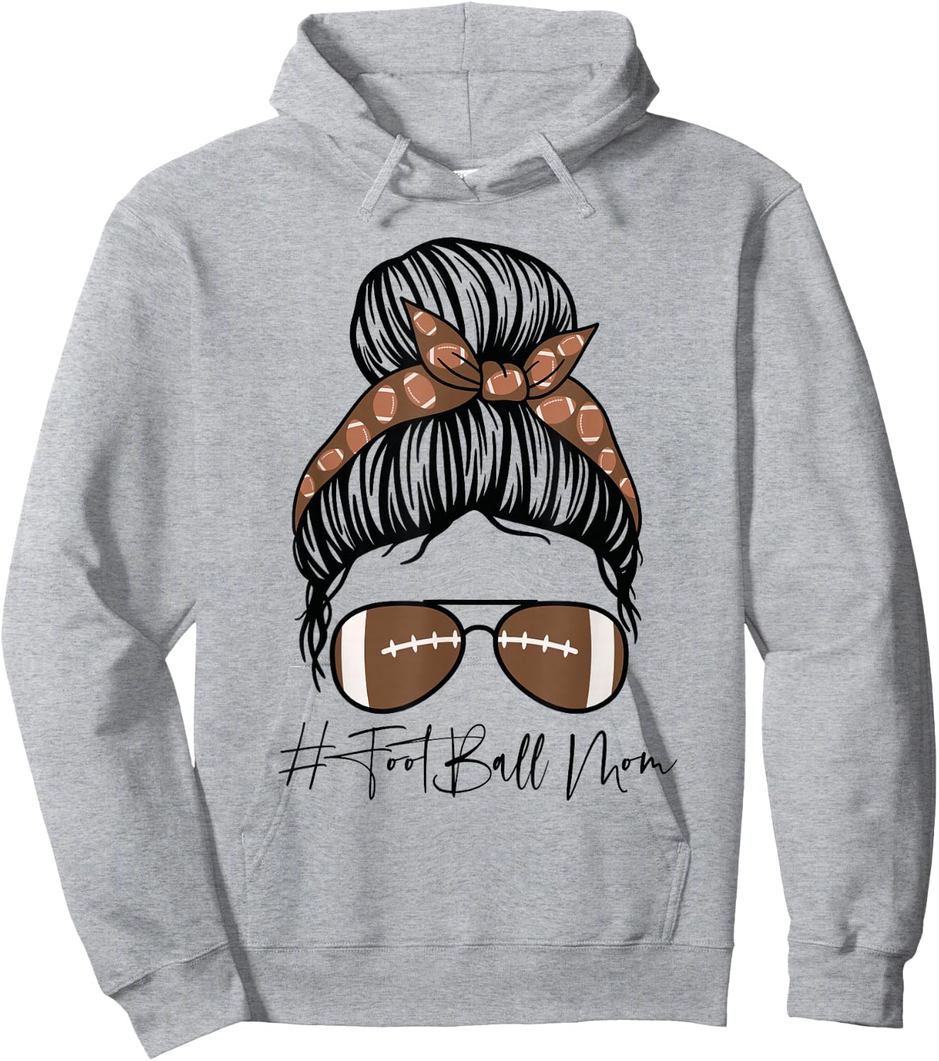 Football Mom Messy Bun Hoodie - Hoodie | Ash