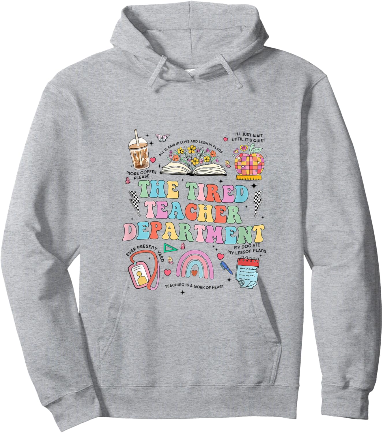 The Tired Teachers Department Retro Groovy Back To School Hoodie - Hoodie | Ash