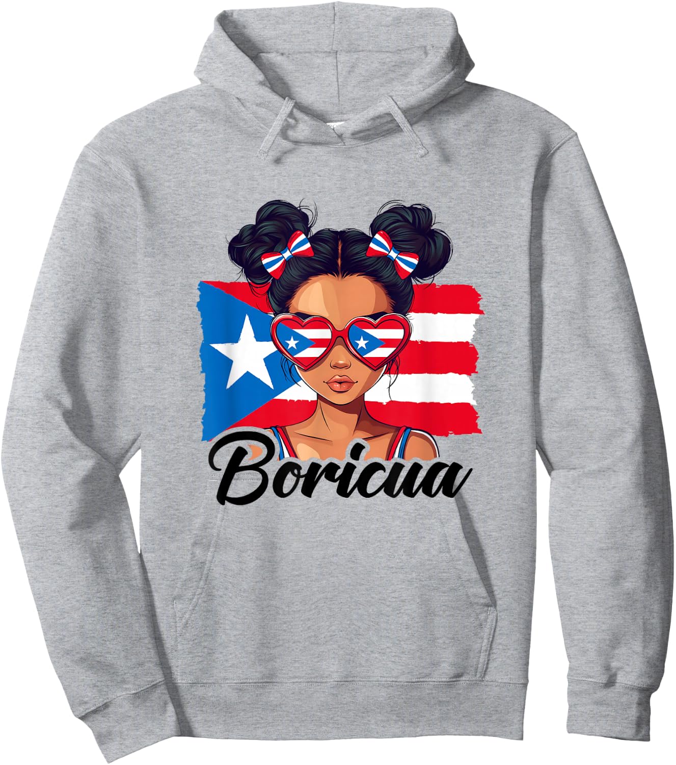Puerto Rico Hispanic Heritage Messy Bun Puerto Rican Girls Hoodie - Hoodie | Ash