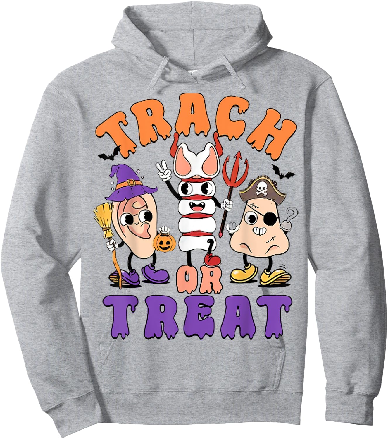 ENT Nurse Halloween Ear Nose & Throat Doctor, Trach Or Treat Hoodie - Hoodie | Ash