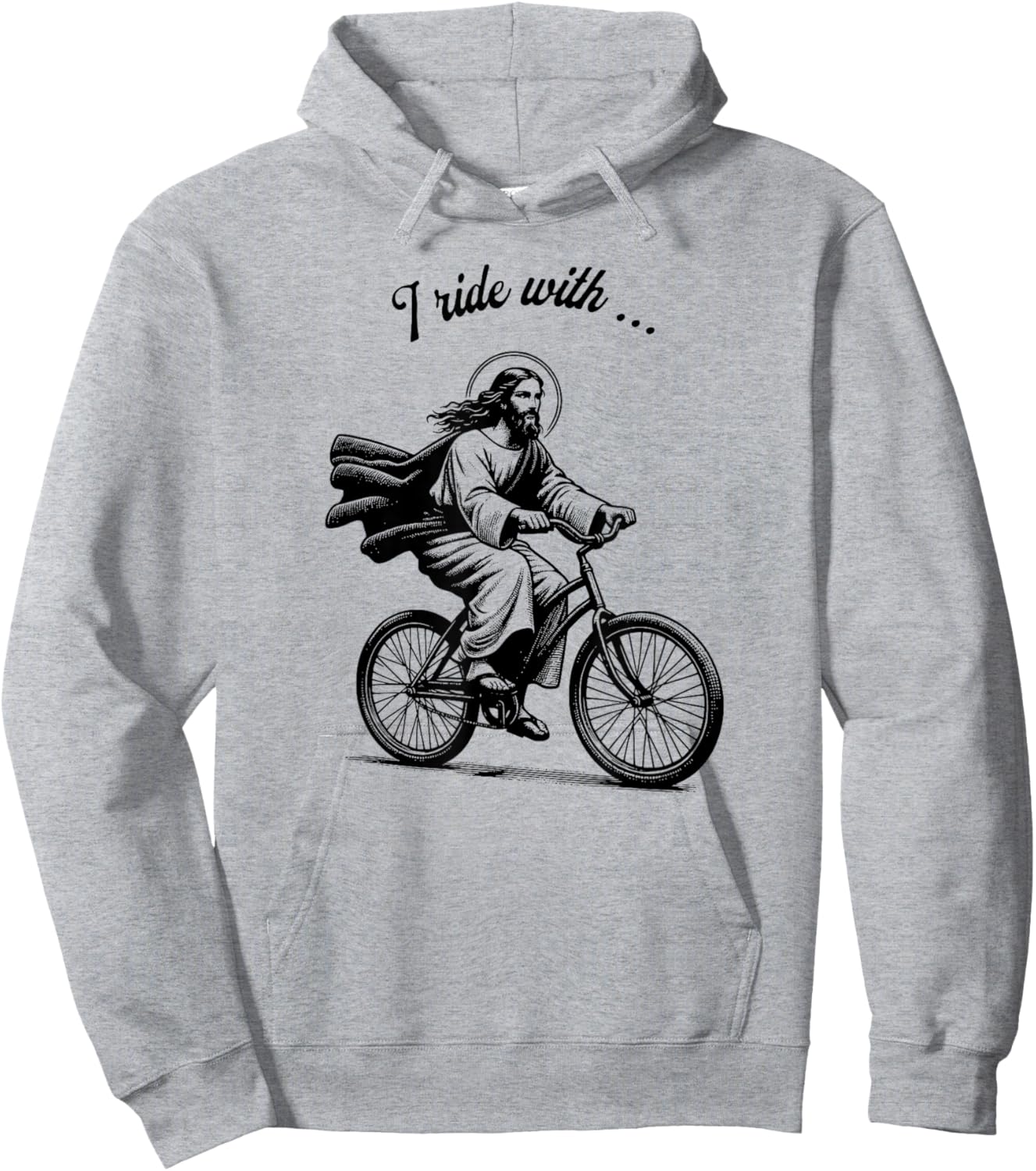 I Ride With Jesus - Christian Biker - Christian Cyclist Hoodie - Hoodie | Ash