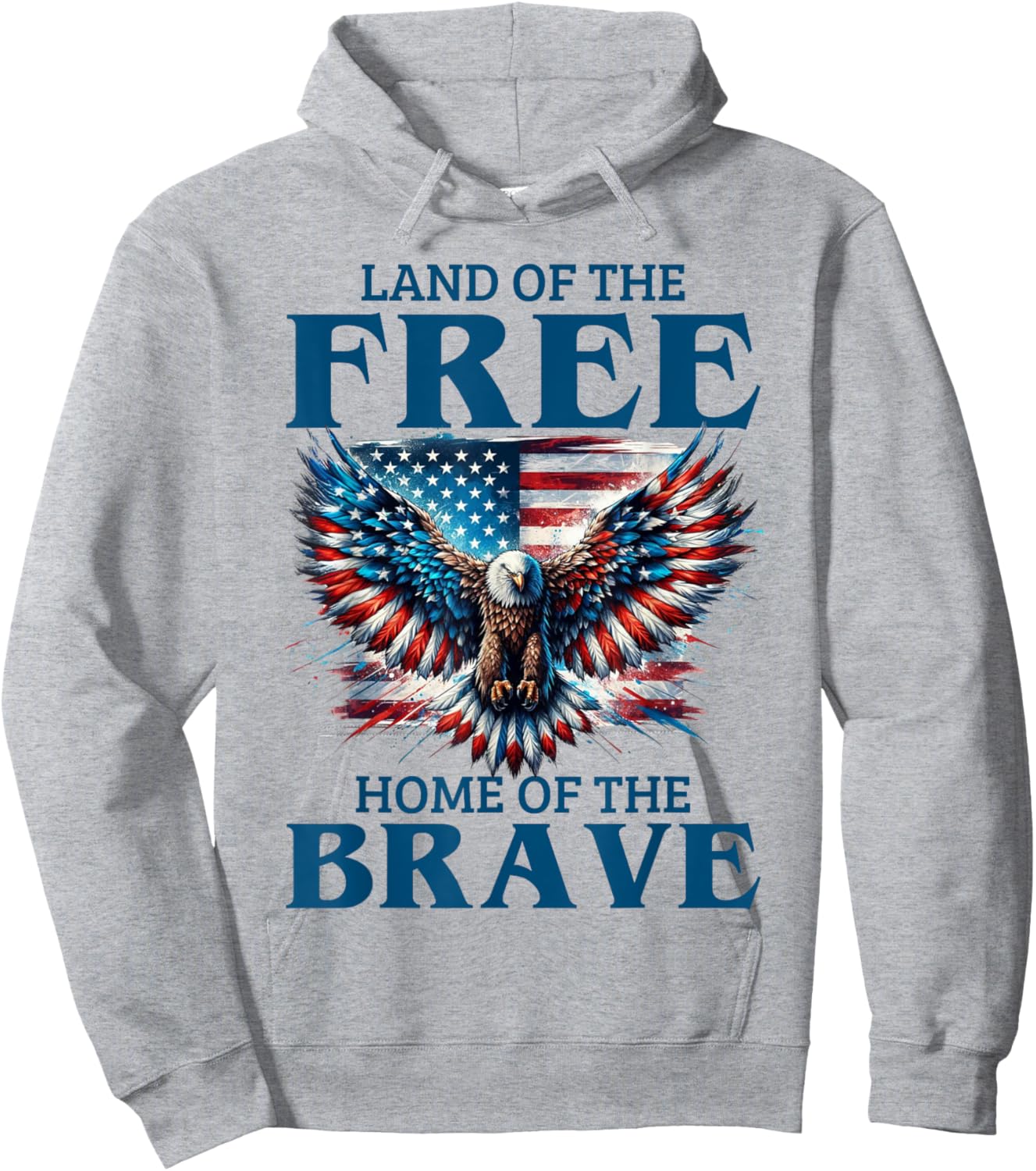 Land Of The Free Home Of The Brave Eagle Usa Vintage Flag Hoodie - Hoodie | Ash