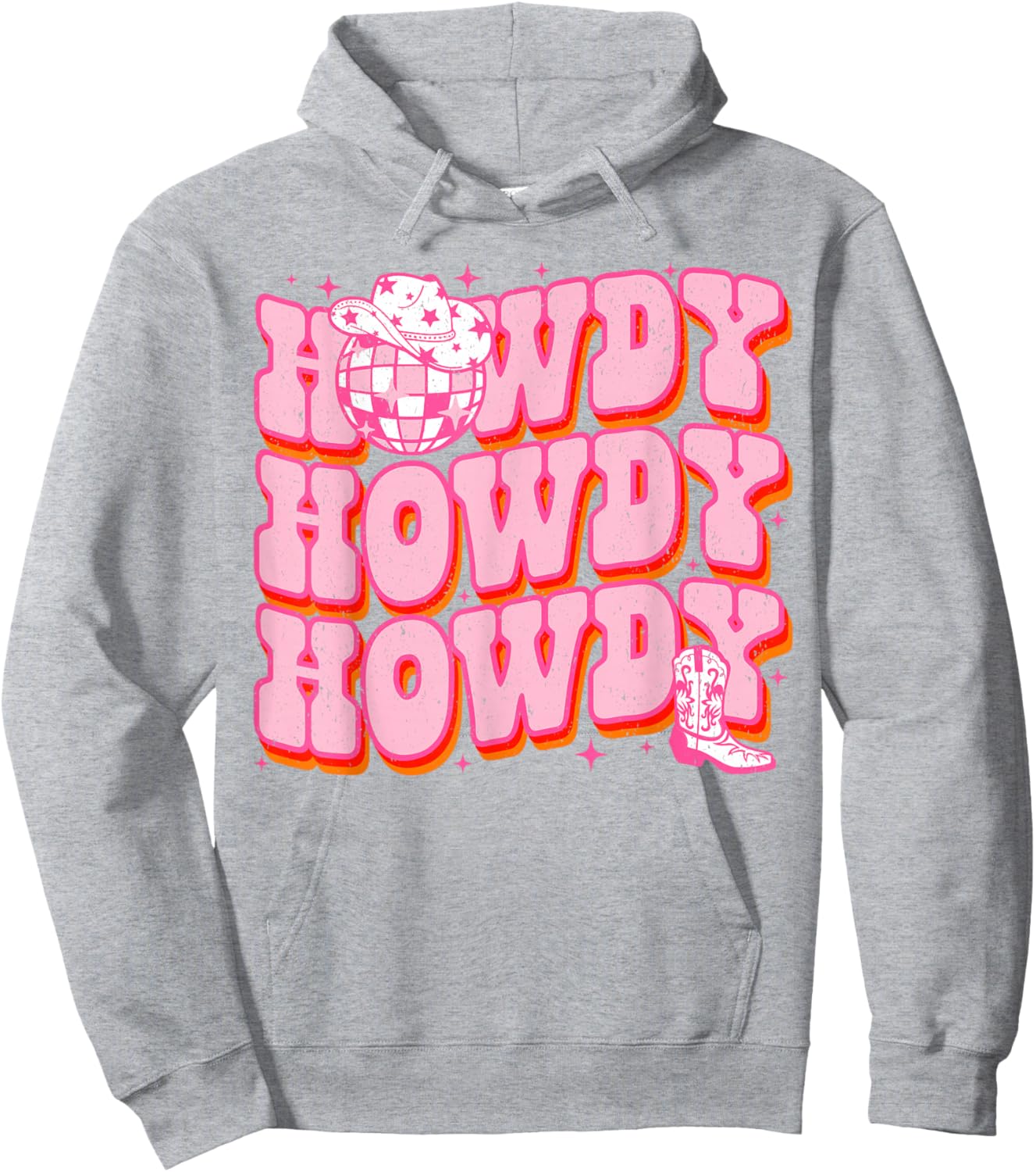 Howdy Southern Western Girl Country Rodeo Pink Disco Cowgirl Hoodie - Hoodie | Ash