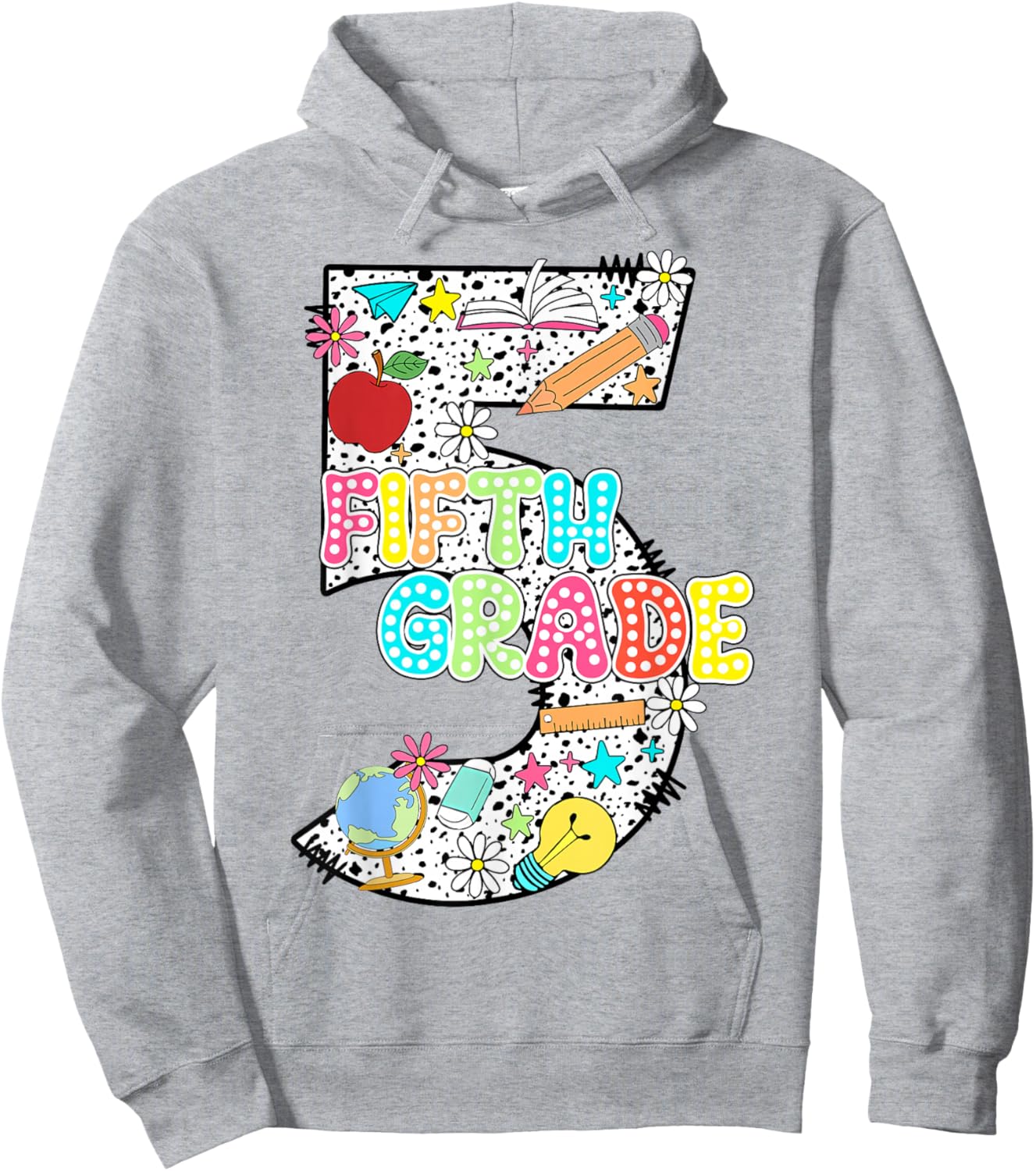 Number 5 Fifth Grade Hello 5th Grade Squad Teacher Student Men Women Kids Hoodie - Hoodie | Ash