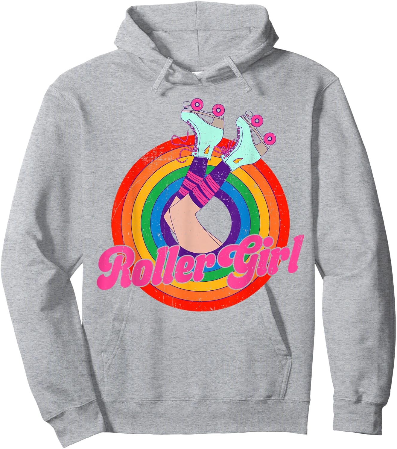 Roller Girl Skating Retro Vintage 70s 80s Skates Hoodie - Hoodie | Ash