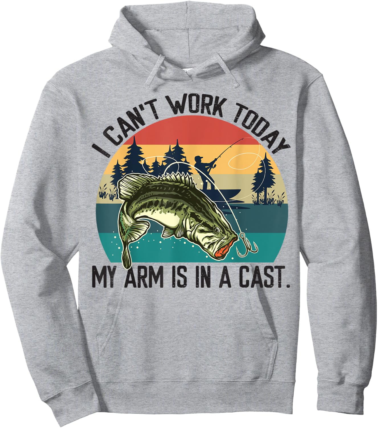 I Can't Work Today, My Arm Is In A Cast, Fishing Vintage Hoodie - Hoodie | Ash
