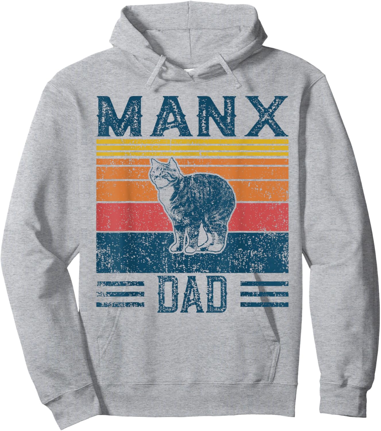 Best Cat Dad Men - Vintage Manx Cat Hoodie - Hoodie | Ash
