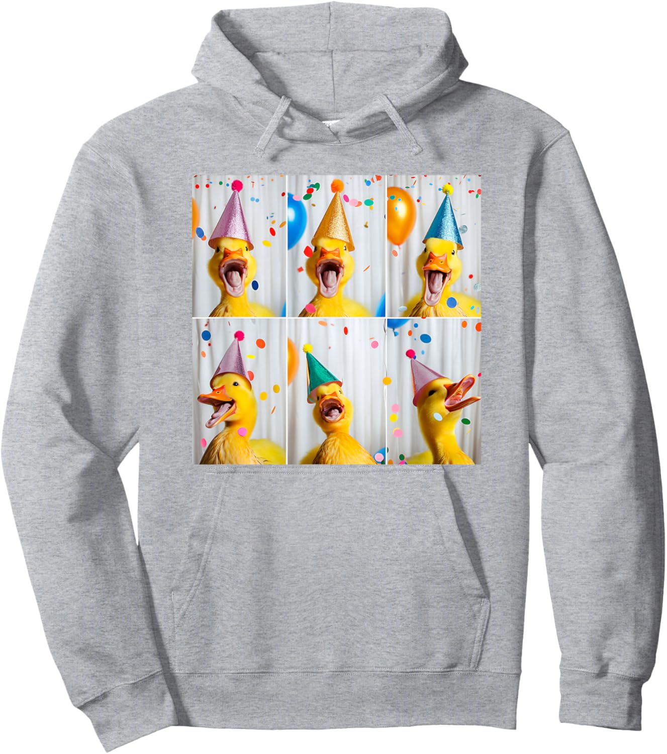 Happy Duck Face Farmyard Chick Colorful Bird Birthday Duck Hoodie - Hoodie | Ash