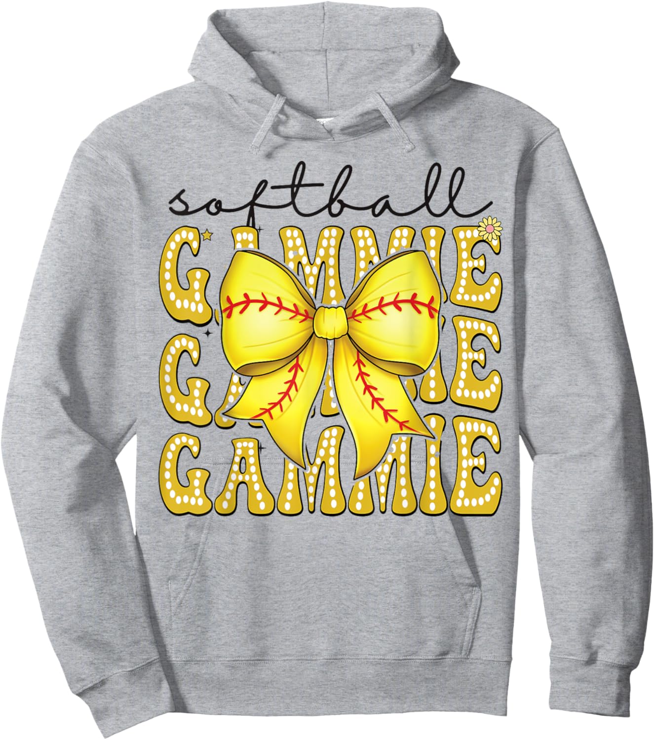 Softball Gammie Retro Softball Coquette Bow Groovy Hoodie - Hoodie | Ash