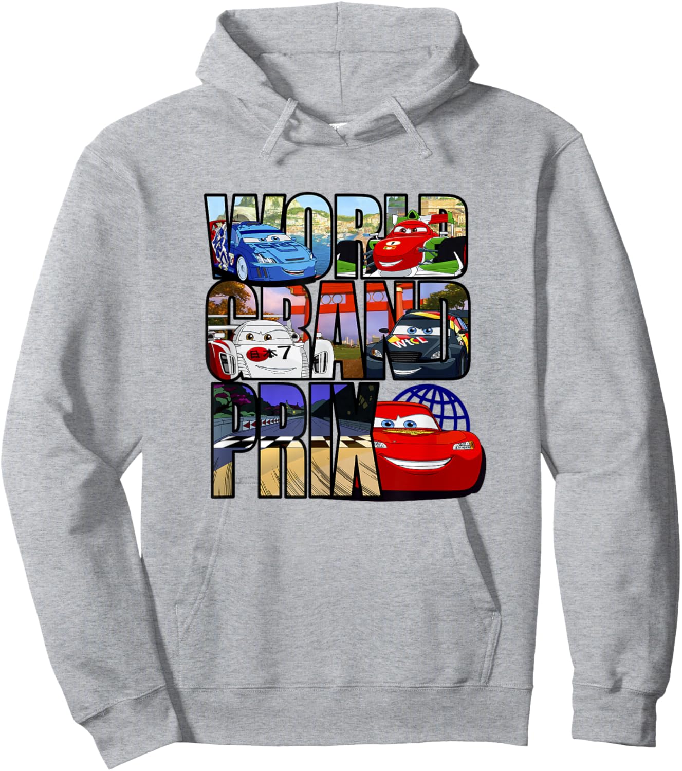 Disney Pixar Cars 2 World Grand Prix Destinations Logo Hoodie - Hoodie | Ash
