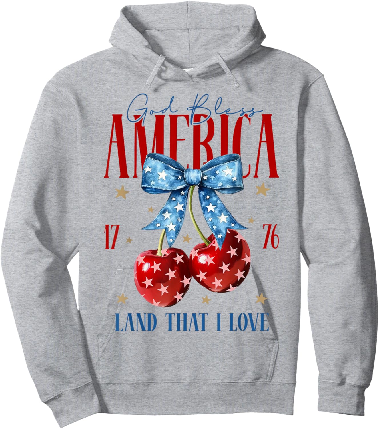 Cherry Coquette USA God Bless America 1776 Land That I Love Hoodie - Hoodie | Ash