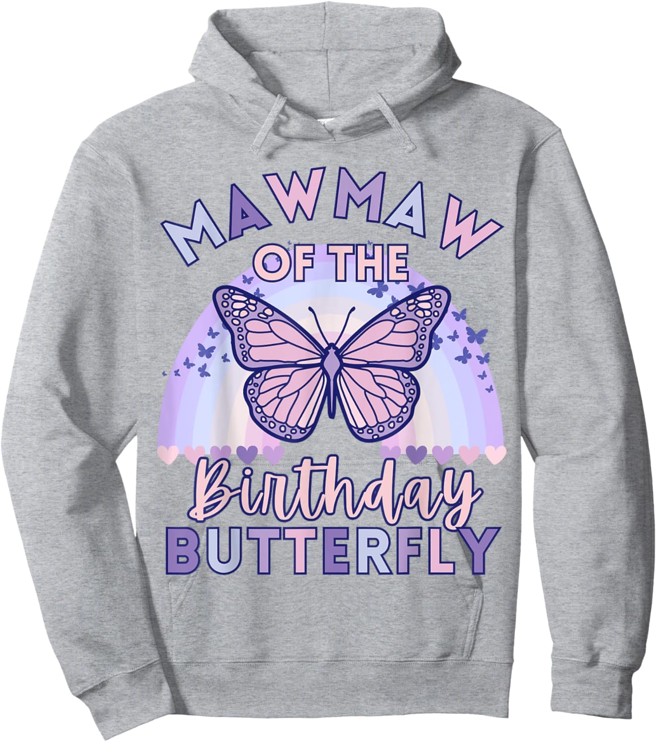 Mawmaw Of The Birthday Butterfly Kids Bday Mamaw Grandma Hoodie - Hoodie | Ash