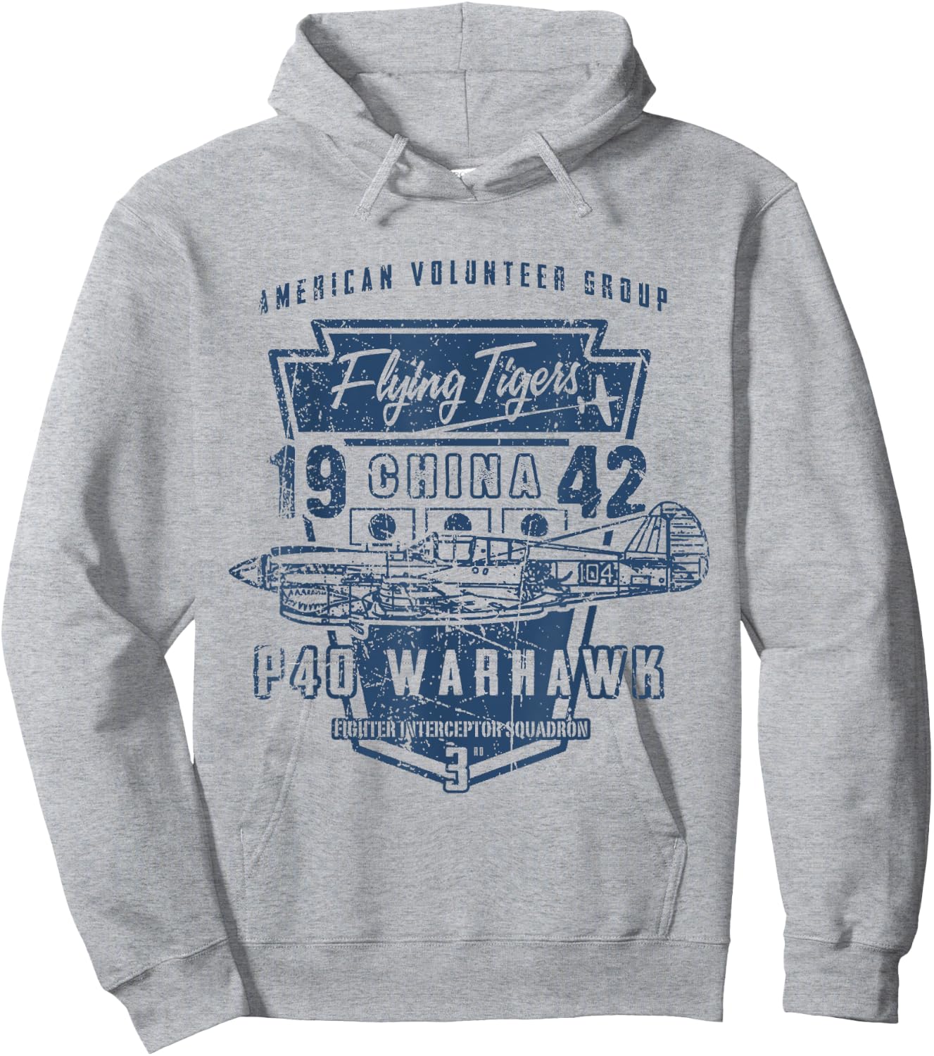 Warbird Flying Tiger p-40 Warhawk T Shirt Hoodie - Hoodie | Ash