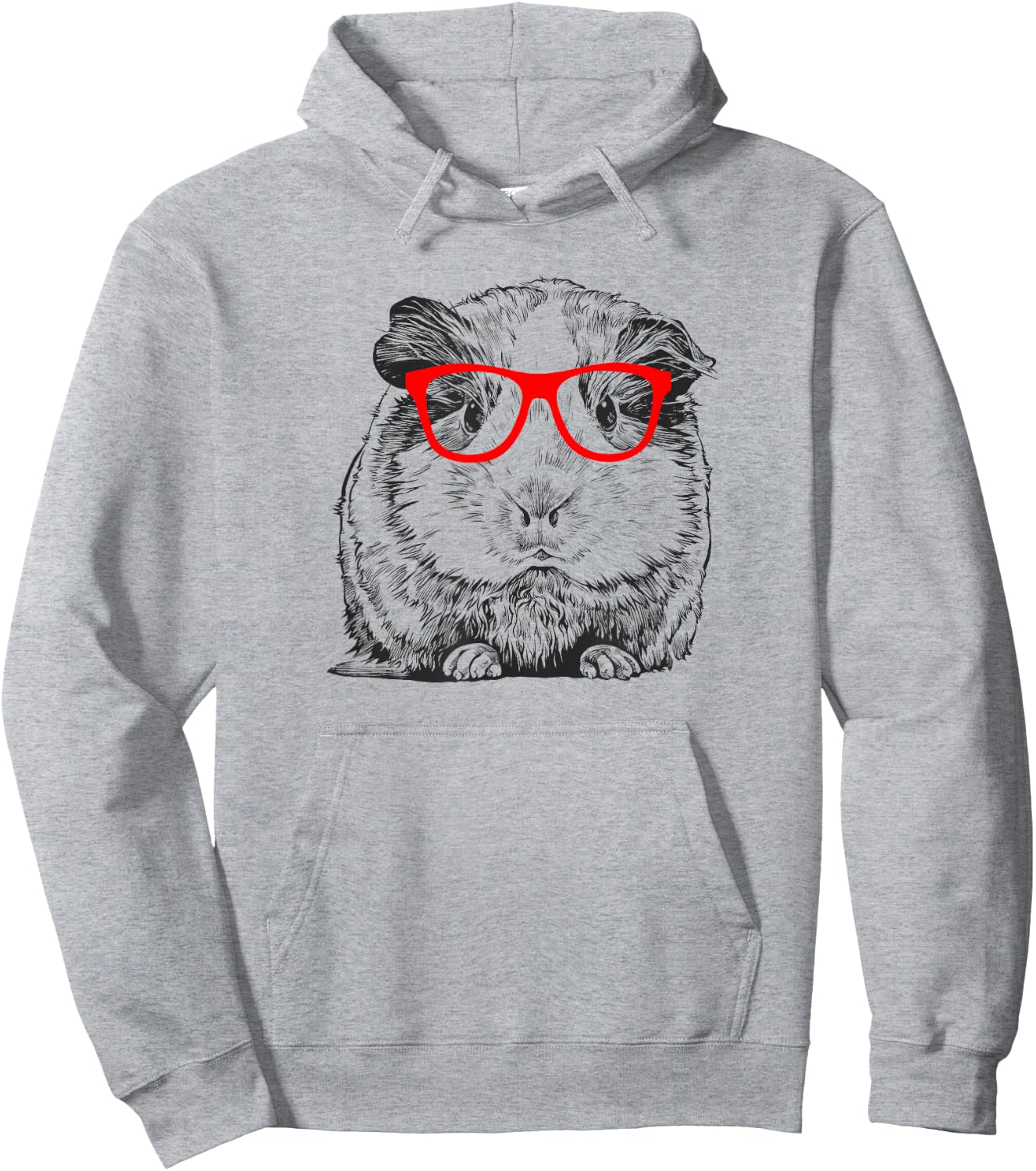 Hipster Guinea Pig in Red Glasses Pet Animal T Shirt Hoodie - Hoodie | Ash