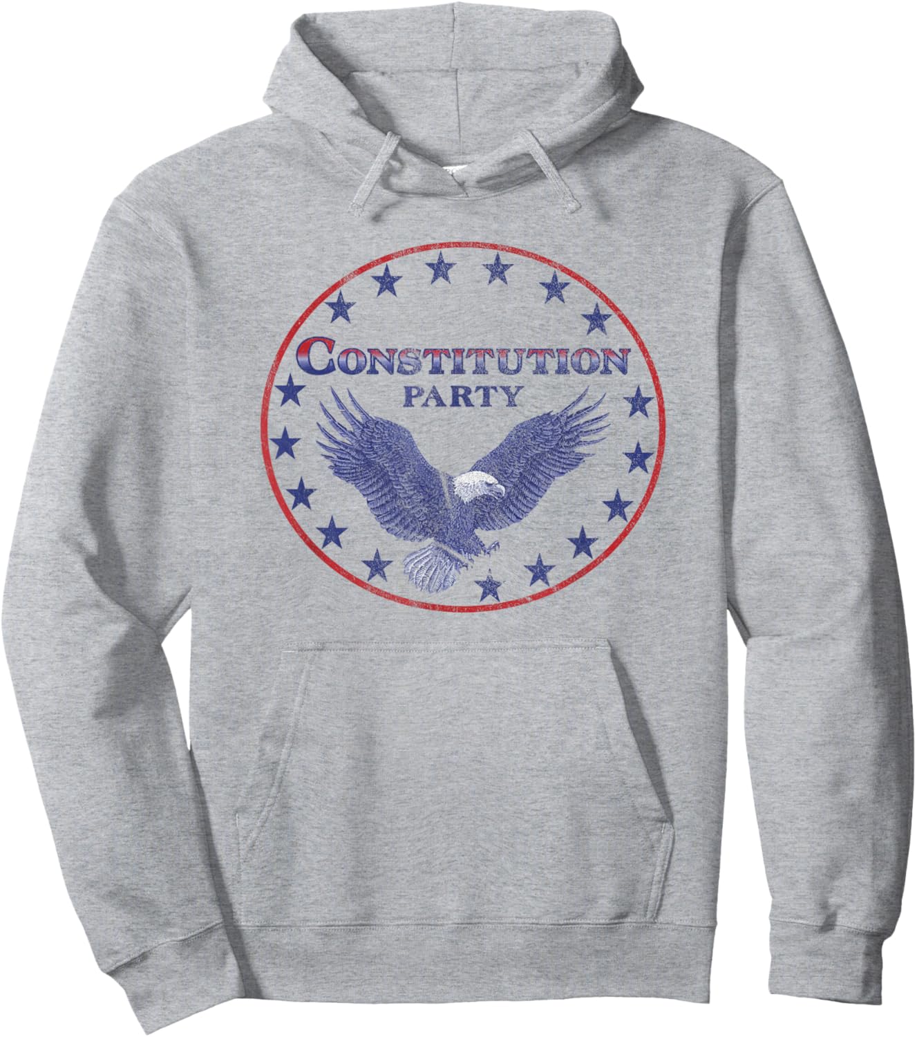 Constitution Party (white) - Single Eagle Logo Frontprint Hoodie - Hoodie | Ash