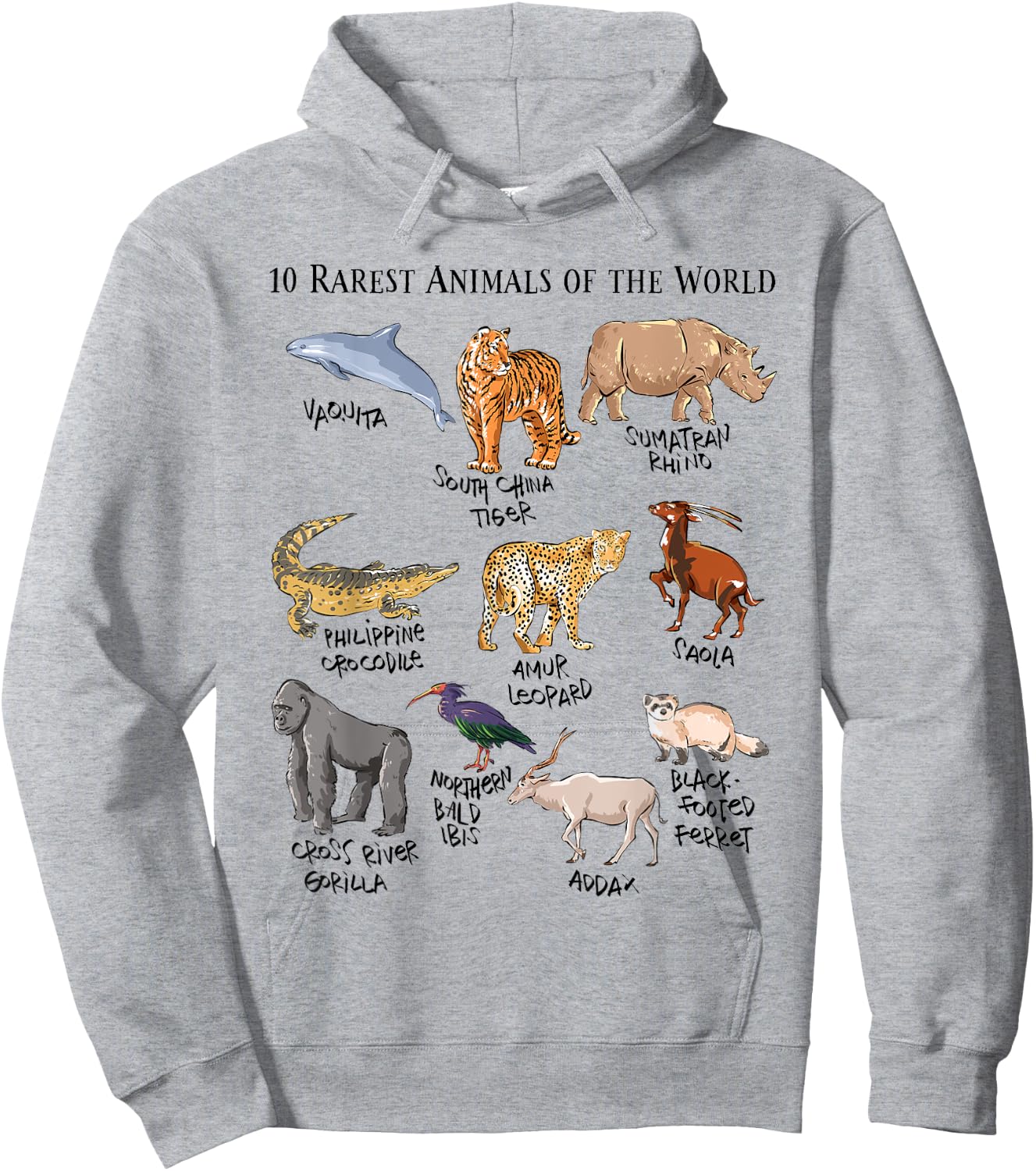 Wild Animals Educational Design for Kids, Teens and Youth Hoodie - Hoodie | Ash