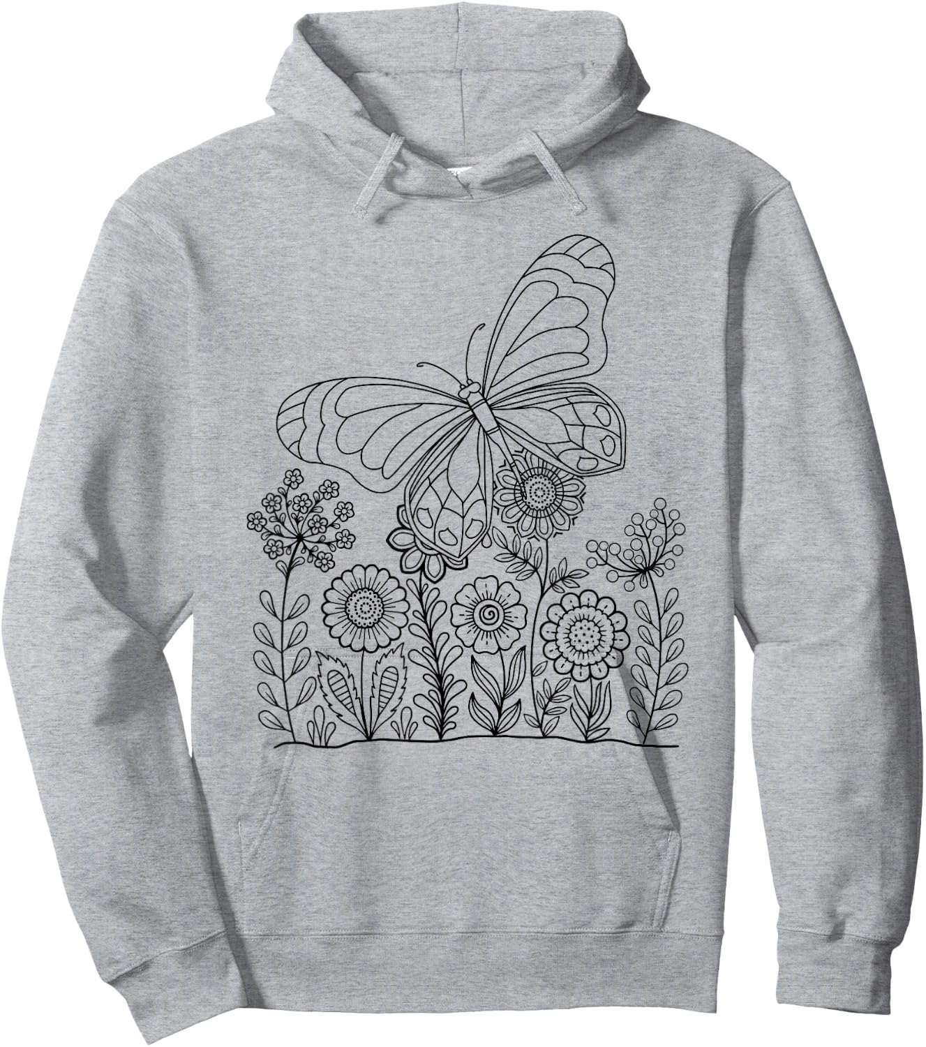 Butterfly Design for Colouring and Painting for Children Hoodie - Hoodie | Ash