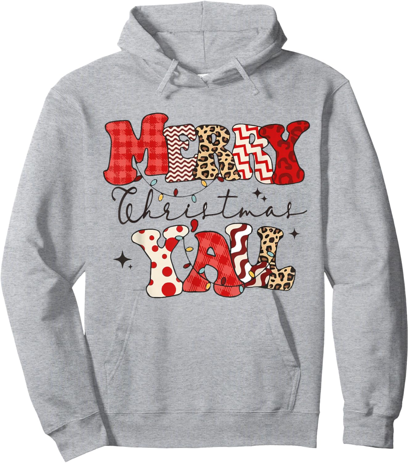 Merry Christmas Y'all Leopard Buffalo Pajama Family Xmas Hoodie - Hoodie | Ash