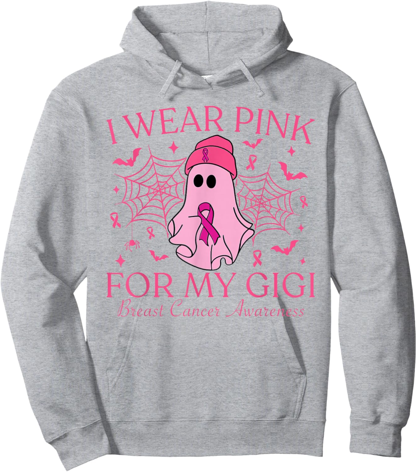 I Wear Pink For My Gigi Halloween Breast Cancer Women Hoodie - Hoodie | Ash