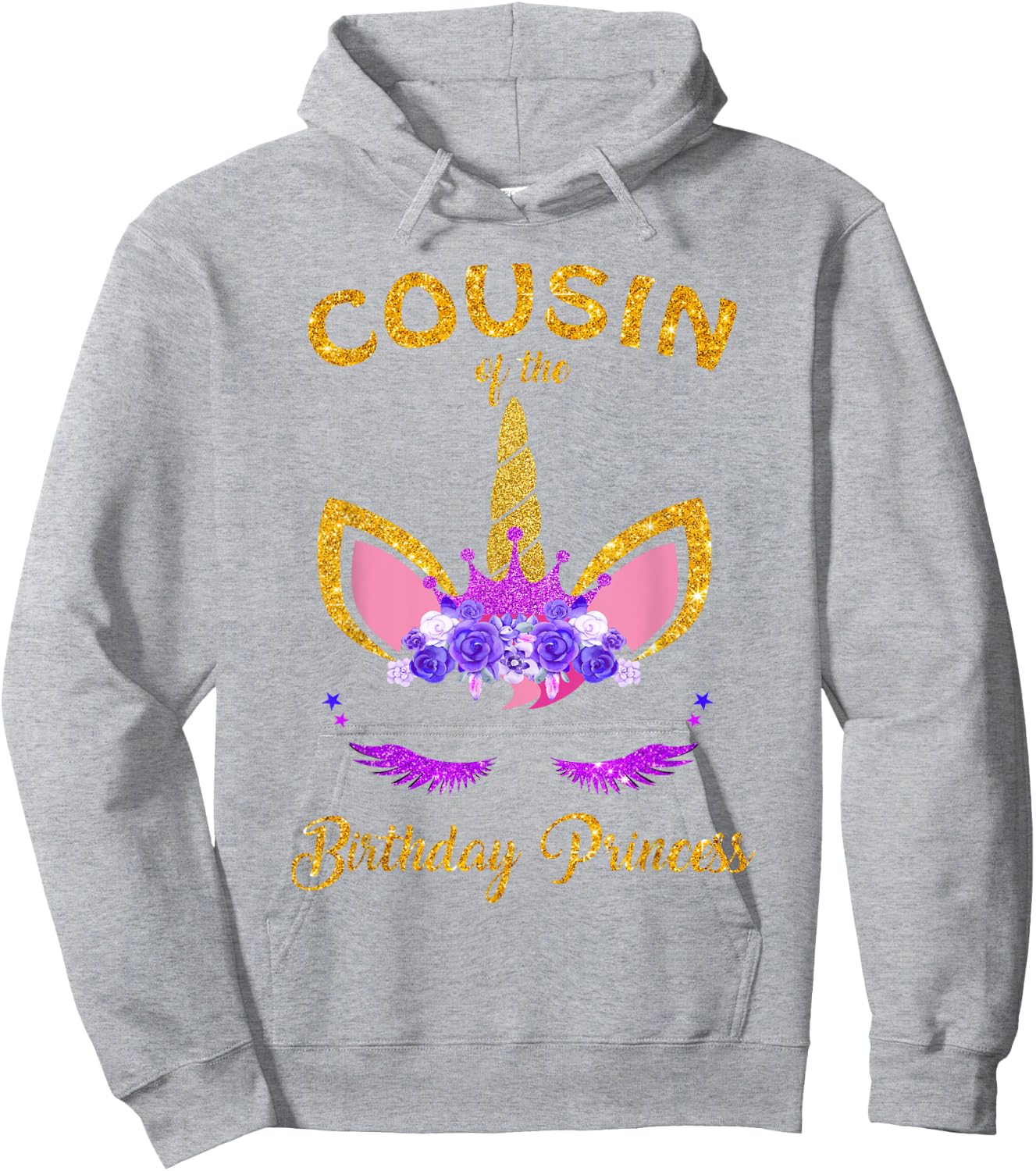 Cousin Of The Birthday Princess Unicorn Birthday Girl Hoodie - Hoodie | Ash