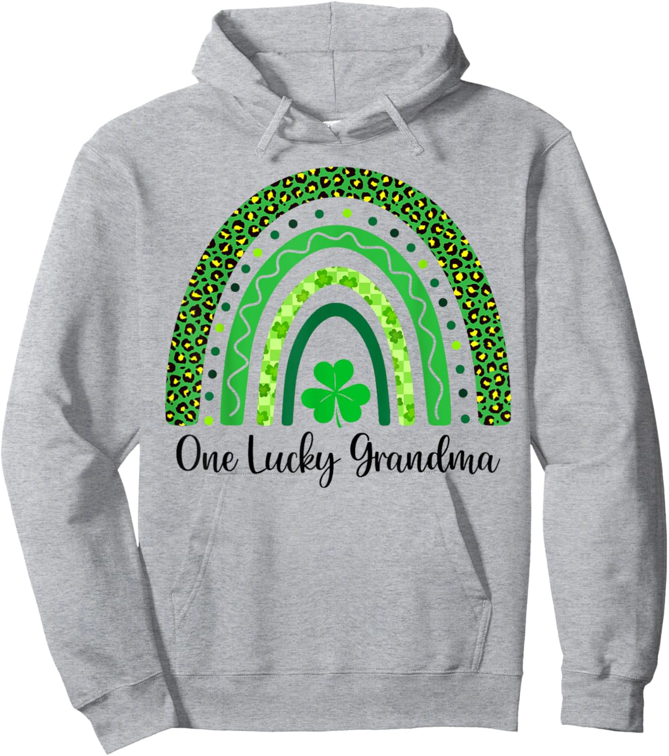 One Lucky Grandma St Patrick’s Day Rainbow Shamrock Irish Hoodie - Hoodie | Ash