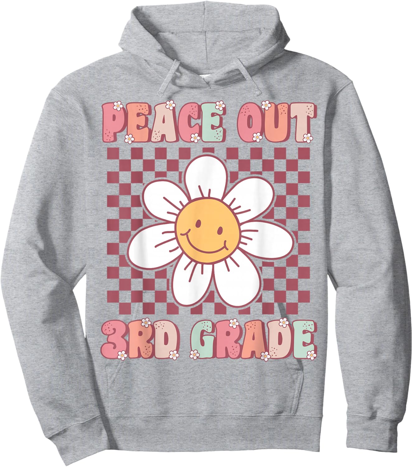 Peace Out Third Grade Cute Groovy Last Day of 3rd Grade Hoodie - Hoodie | Ash