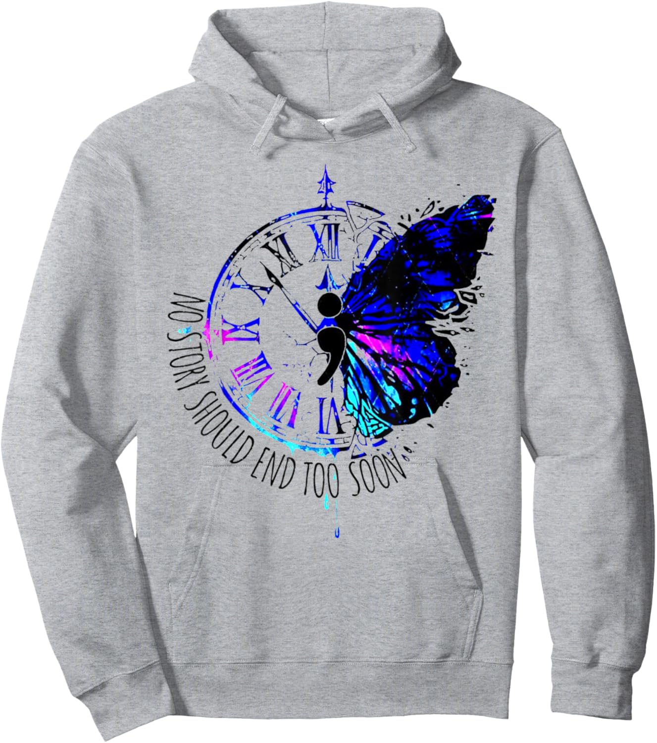 No Story Should End Too Soon Suicide Awareness Butterfly Hoodie - Hoodie | Ash