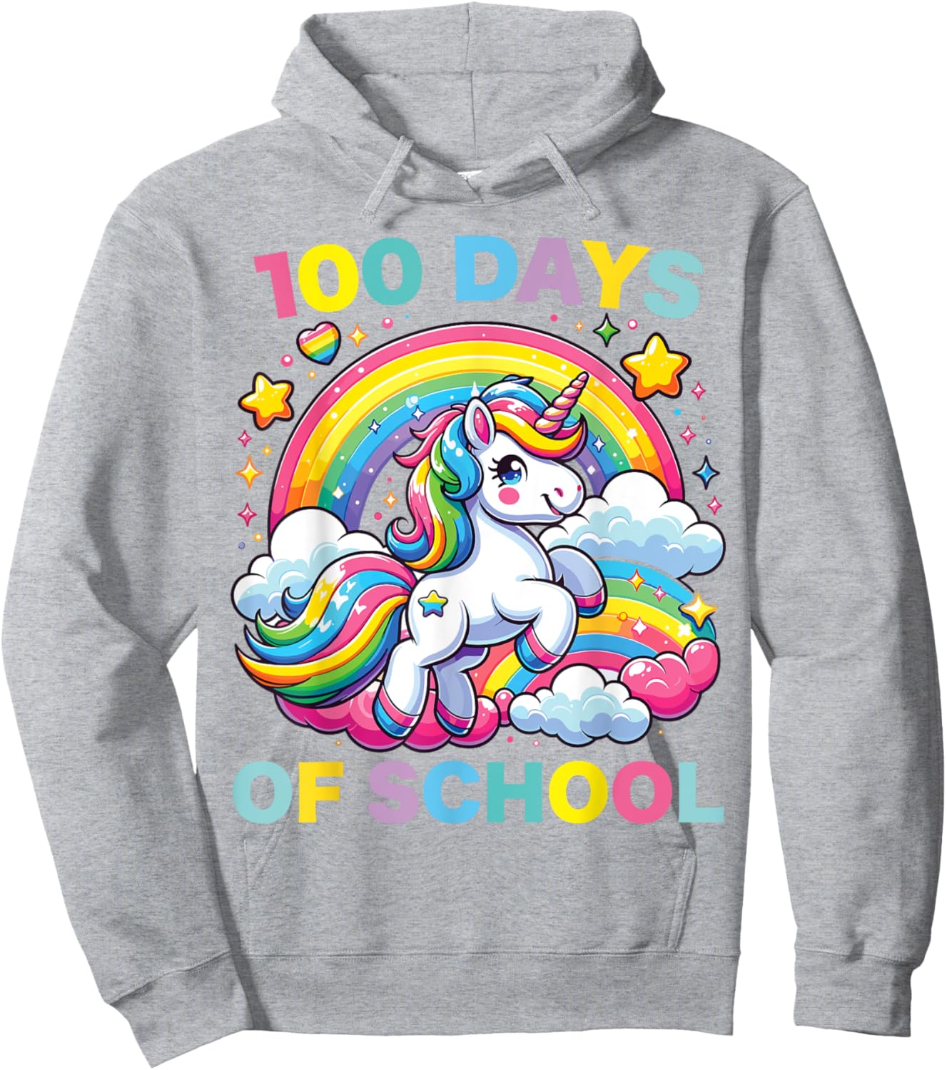100 Days of School Unicorn Girls Teacher 100th Day of School Hoodie - Hoodie | Ash
