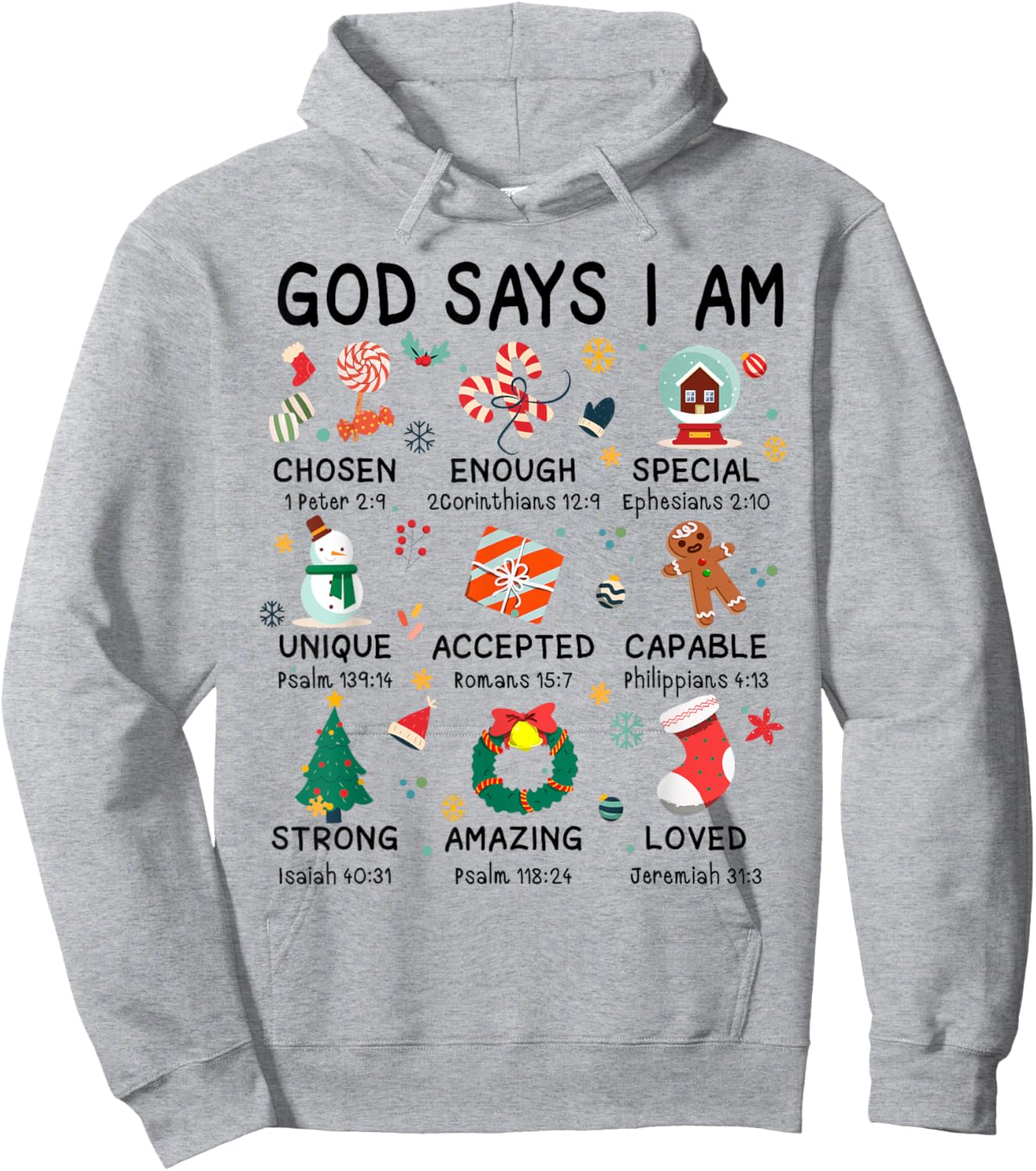 God Says I Am Cute Christmas Xmas Christian Boys Girls Hoodie - Hoodie | Ash